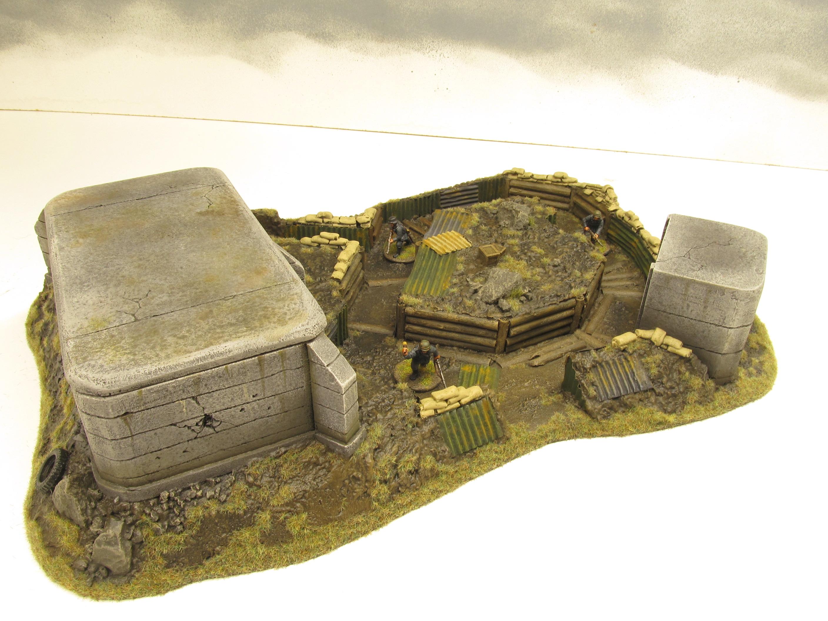 28mm, Bolt Action, Buildings, Bunker, Crater, Dugout, Foxhole, Ruin, Ruined, Sandbags, Task Force Terrain, Terrain, Trench, Wargames, Warhammer Fantasy