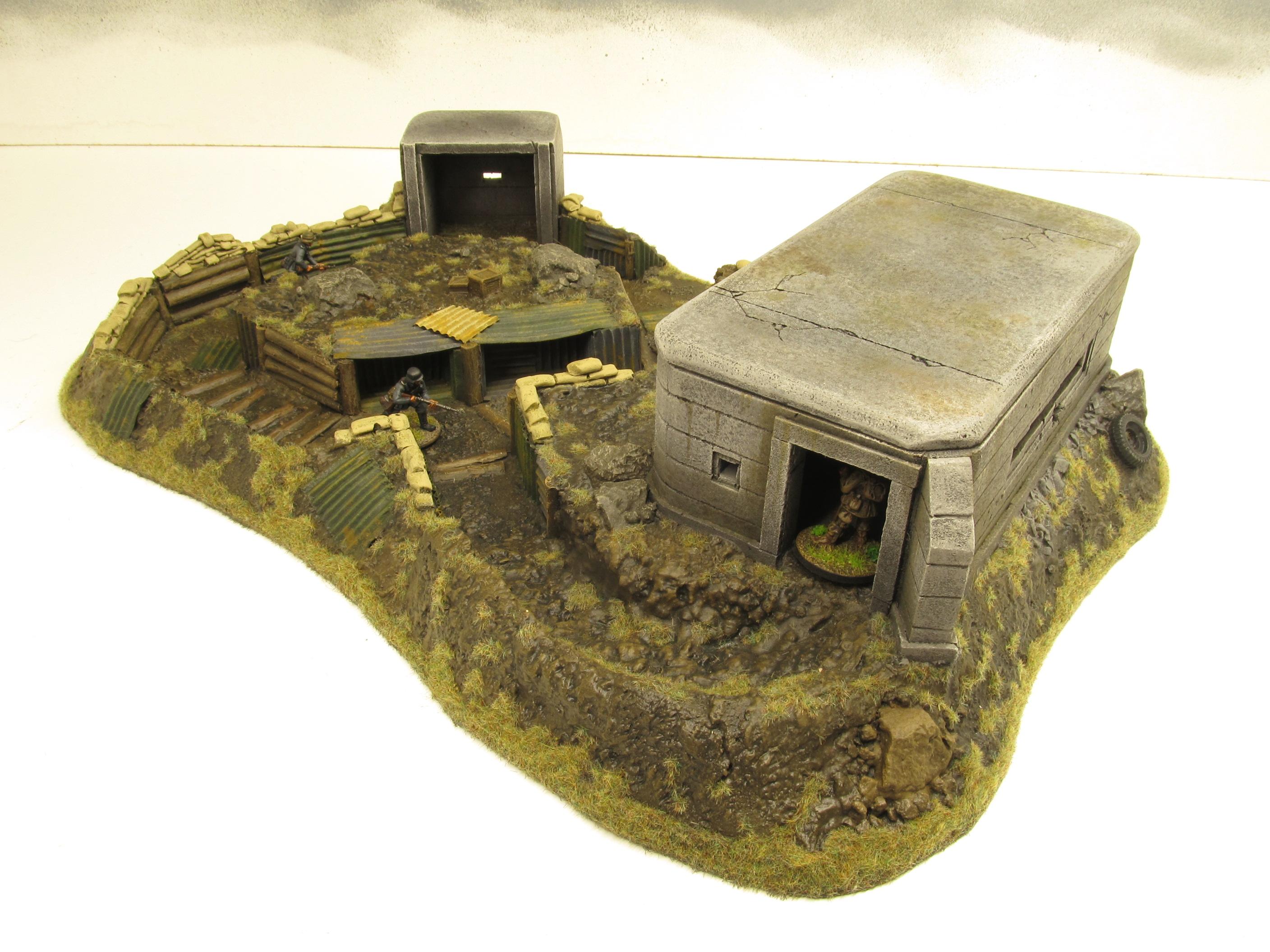 28mm, Bolt Action, Buildings, Bunker, Crater, Dugout, Foxhole, Ruin, Ruined, Sandbags, Task Force Terrain, Terrain, Trench, Wargames, Warhammer Fantasy