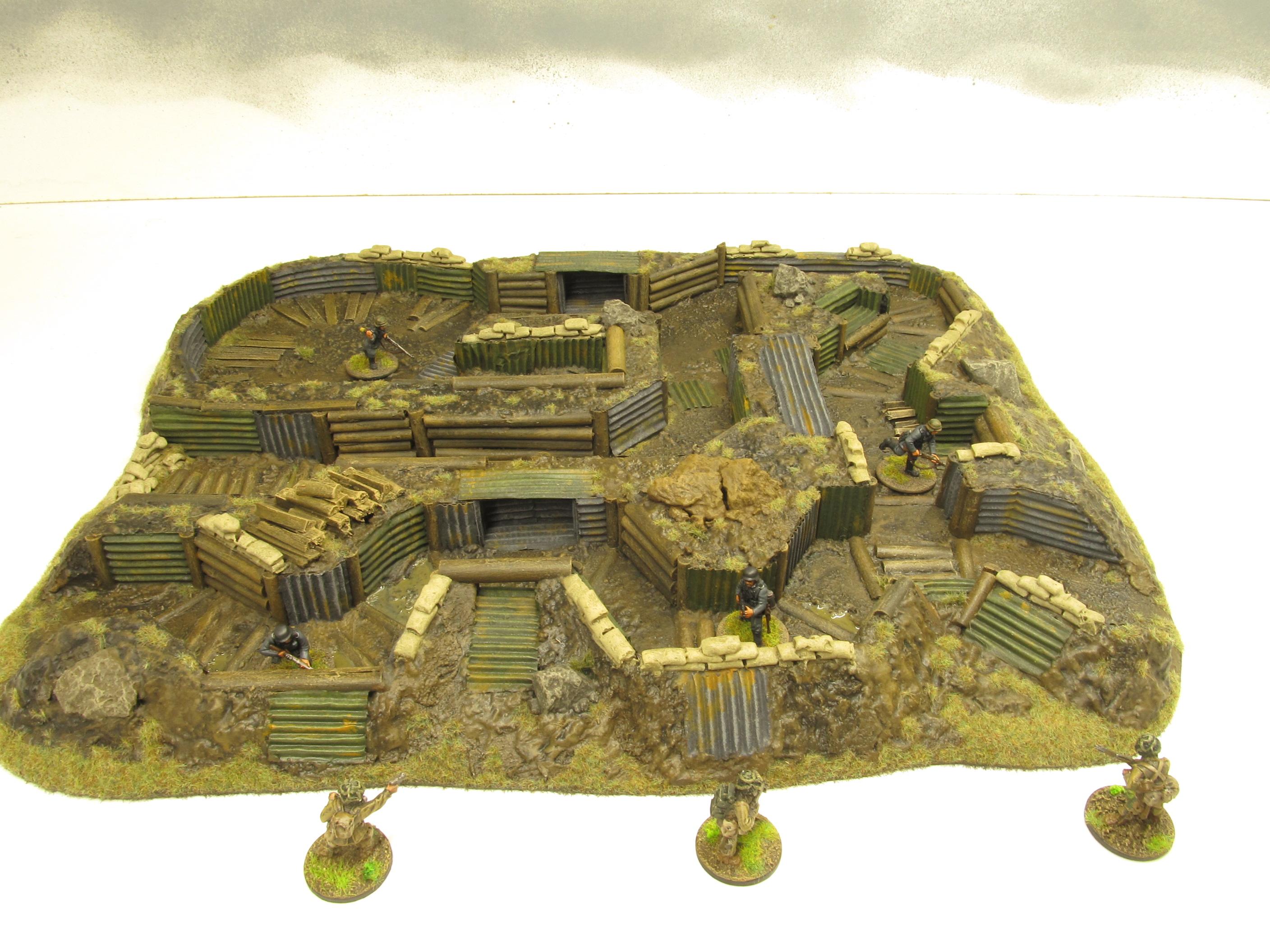 28mm, Bolt Action, Buildings, Bunker, Crater, Dugout, Foxhole, Ruin, Ruined, Sandbags, Task Force Terrain, Terrain, Trench, Wargames, Warhammer Fantasy
