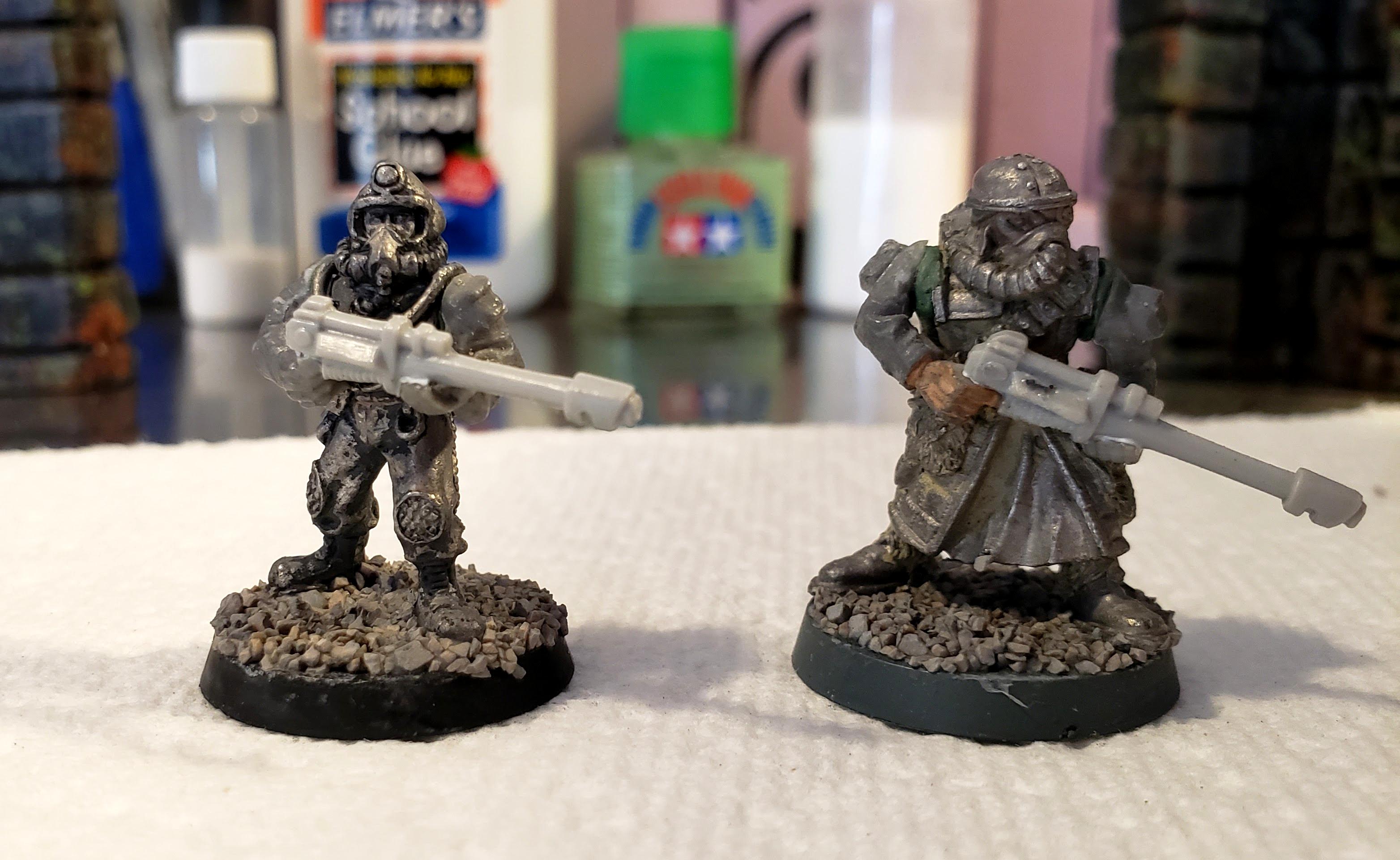 Two of my favorite restorations needed 2nd ed. arms and lasguns