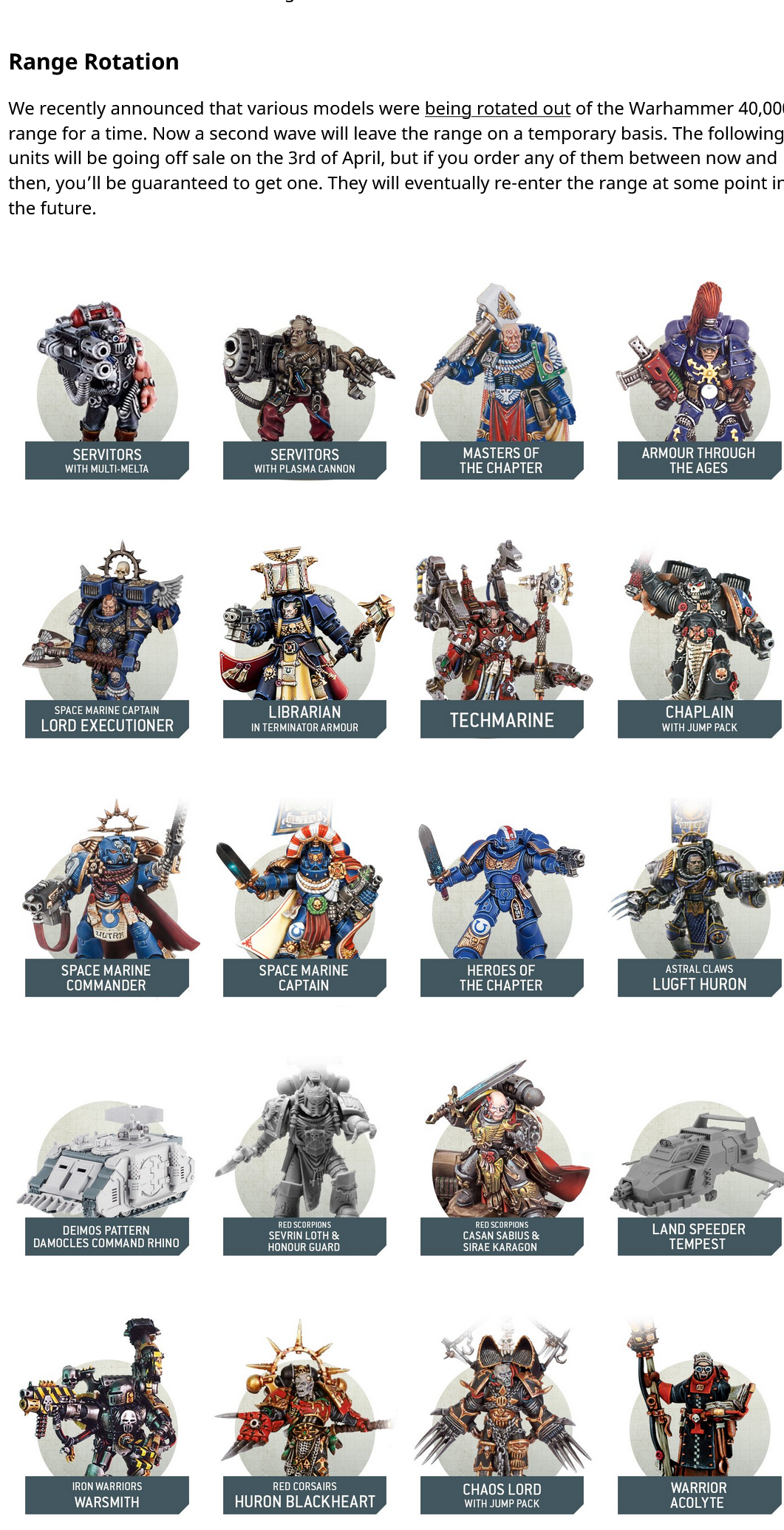 Inquisition, News, Out Of Production, Space Marines