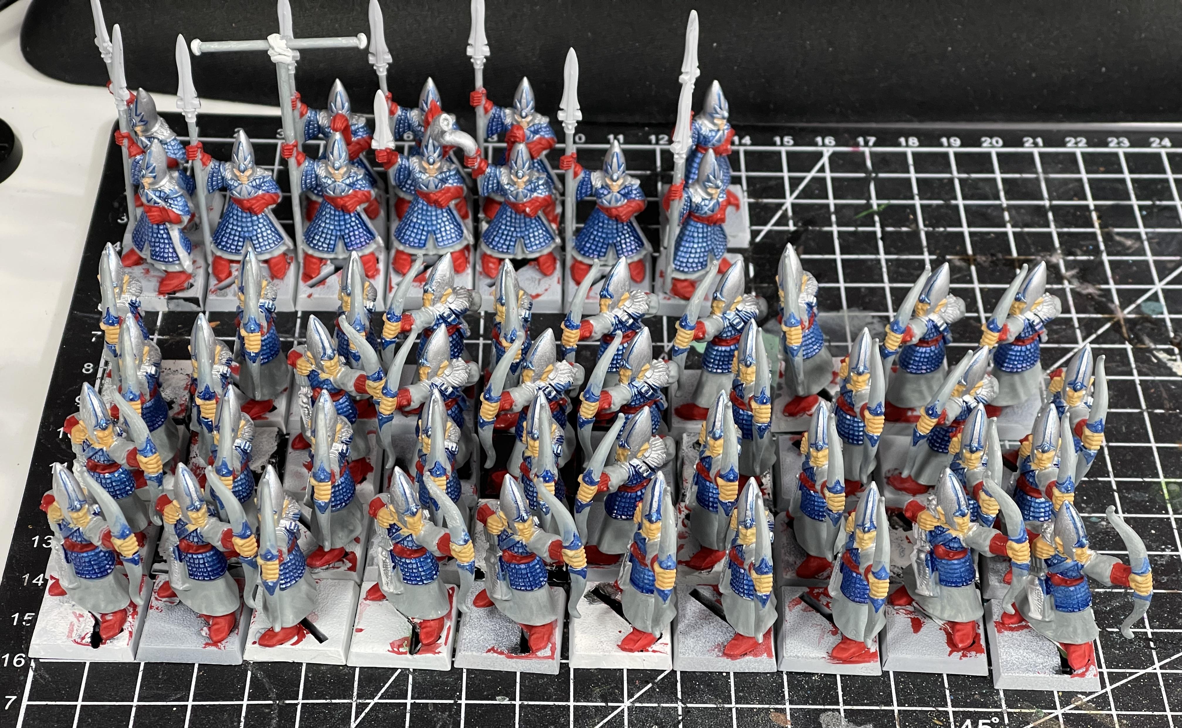 4th Edition, 5th Edition, Archers, High Elves, Spearmen, Warhammer Fantasy, Work In Progress