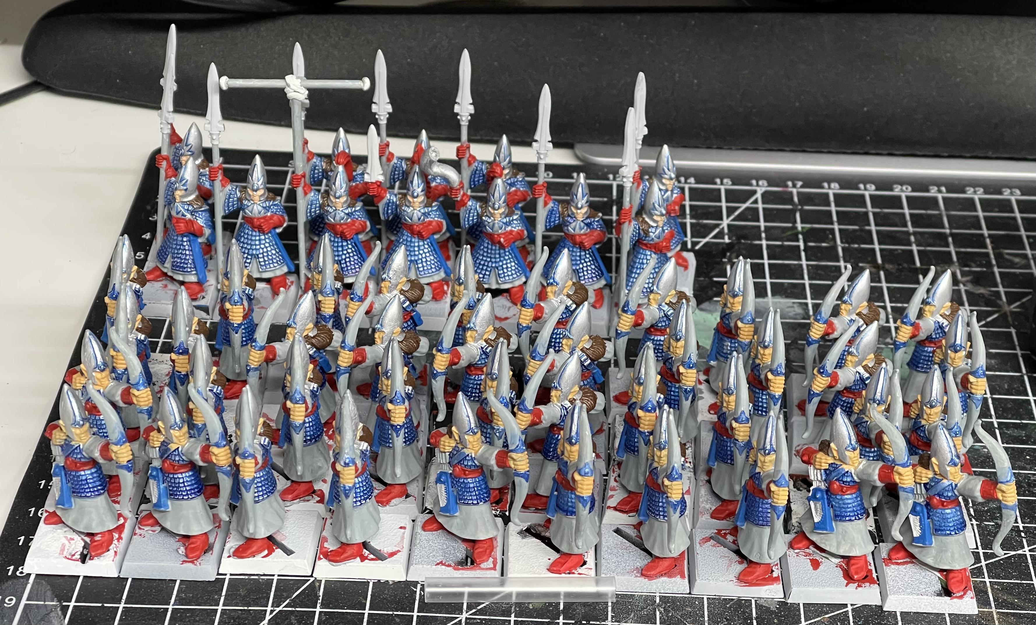 4th Edition, 5th Edition, Archers, High Elves, Spearmen, Warhammer Fantasy, Work In Progress