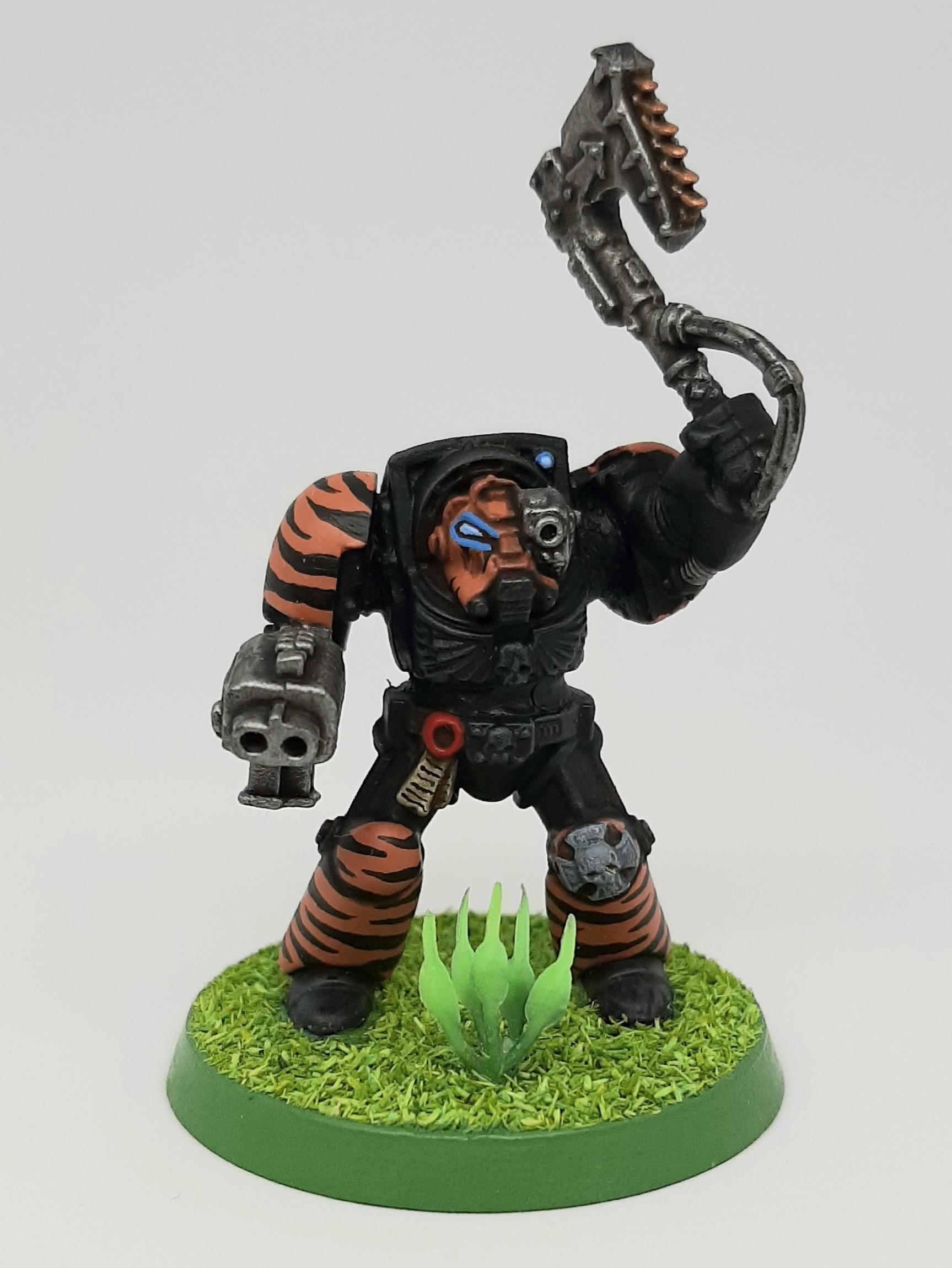 Armor, Black, Camouflage, Chainaxe, Conversion, Crux, Custom, Dreadnought, Fighting, Fist, Forest, Jungle, Kitbash, Modified, Orange, Power, Space, Space Marines, Stormbolter, Striped, Stripes, Tactical, Terminator Armor, Terminatus, Tigers, Trees, Veda