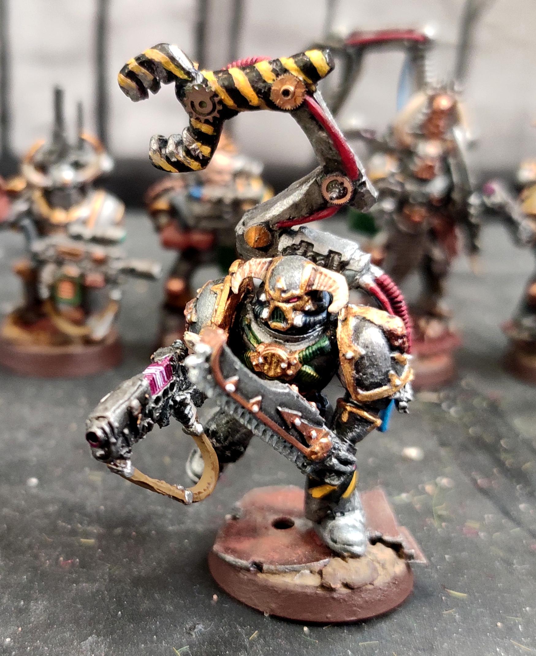 Chain Sword, Chaos, Chaos Space Marines, Conversion, Hazard Stripes, Heretic Astartes, Infantry, Iron Warriors, Iron Within, Iron Without!, Kitbash, Plasma, Putty, Rebuild, Scratch Build, Servo Arm, Squad, Traitor Legions, Warhammer 40,000