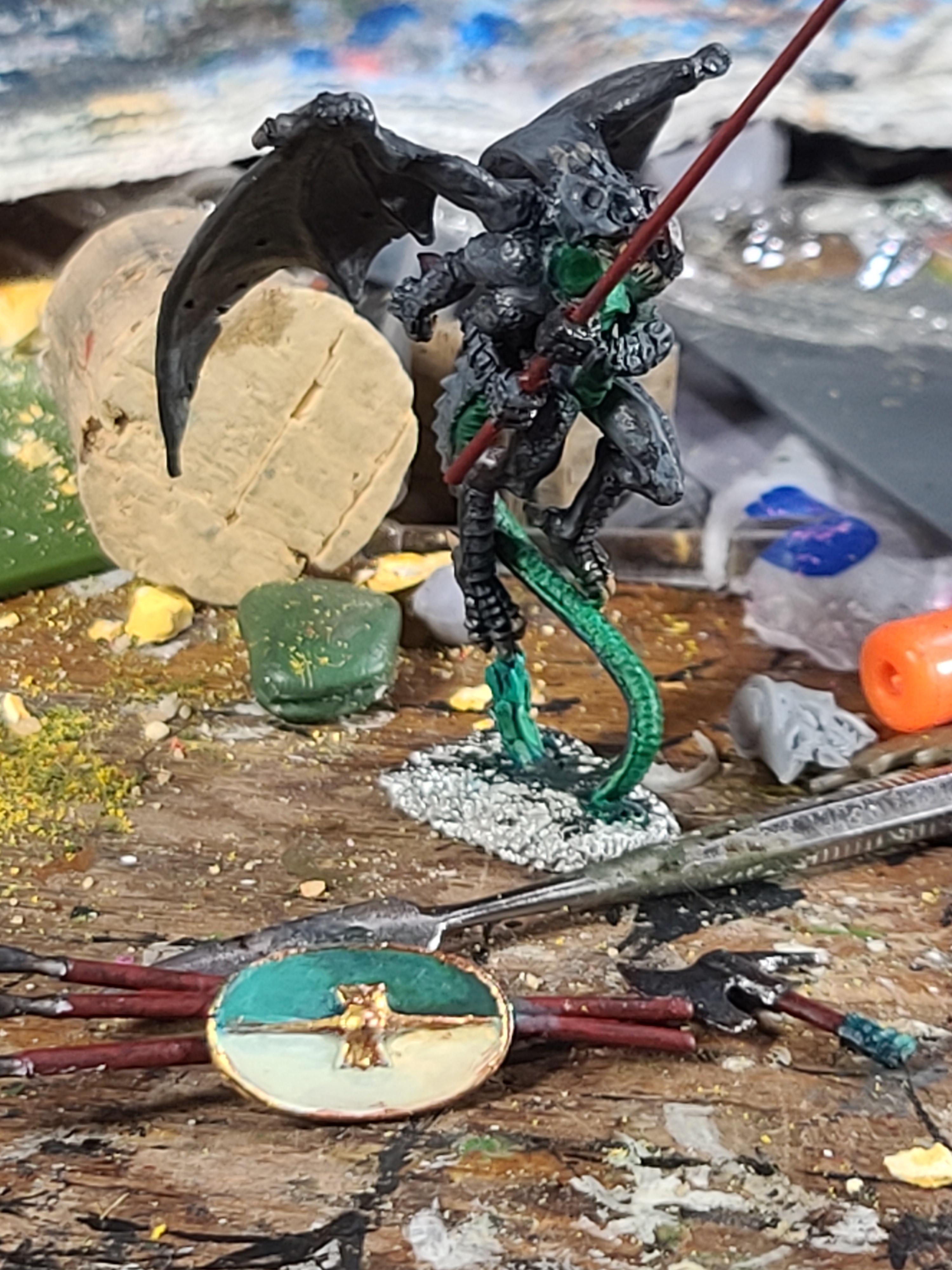 Crymorian, Crymorian Warrior, Dragon, Dragon Man, Four Arms, Lizard, Metal, Reaper Miniatures, Repose, Wire Pike