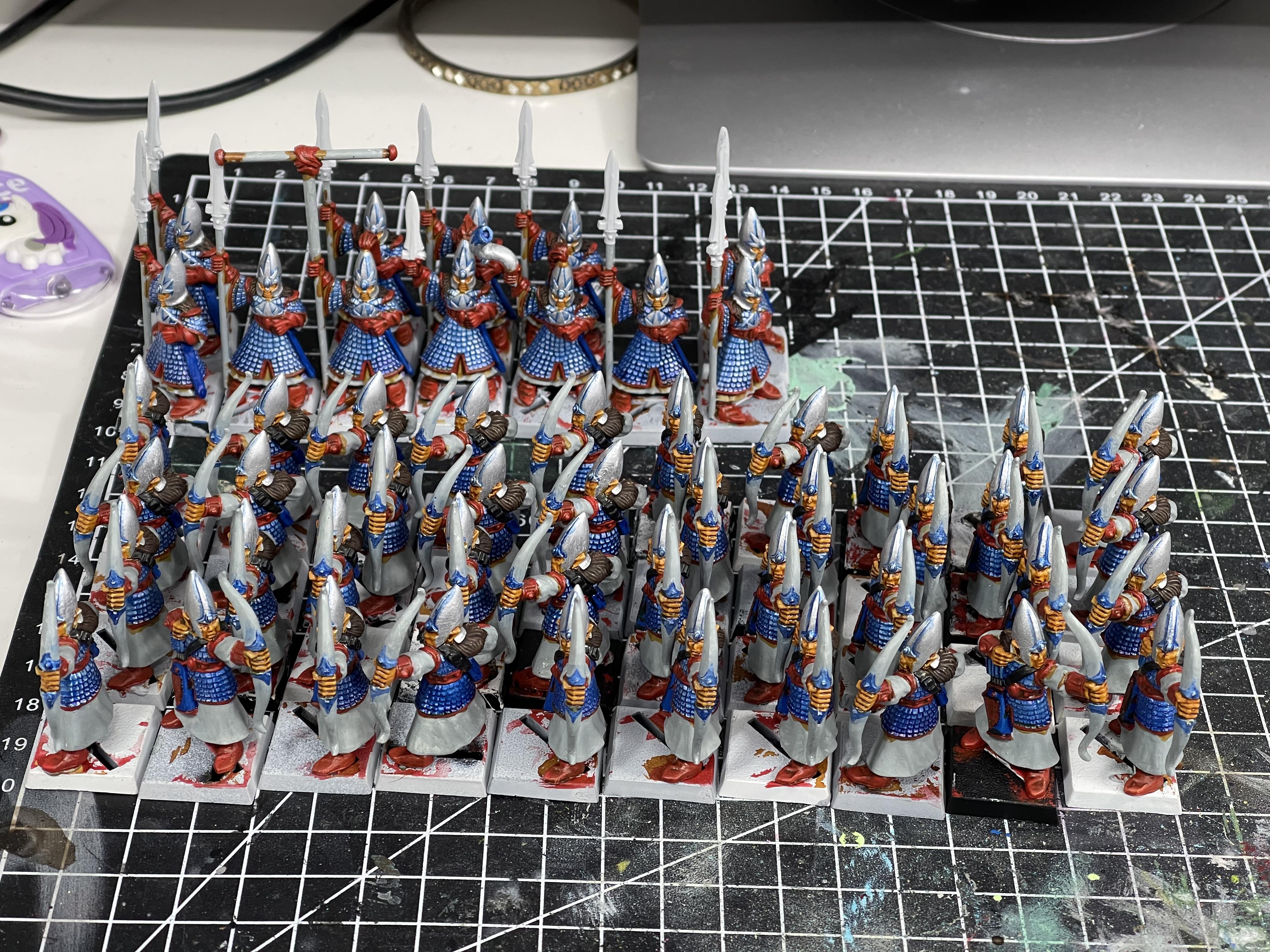 4th Edition, 5th Edition, Archers, High Elves, Spearmen, Warhammer Fantasy, Work In Progress