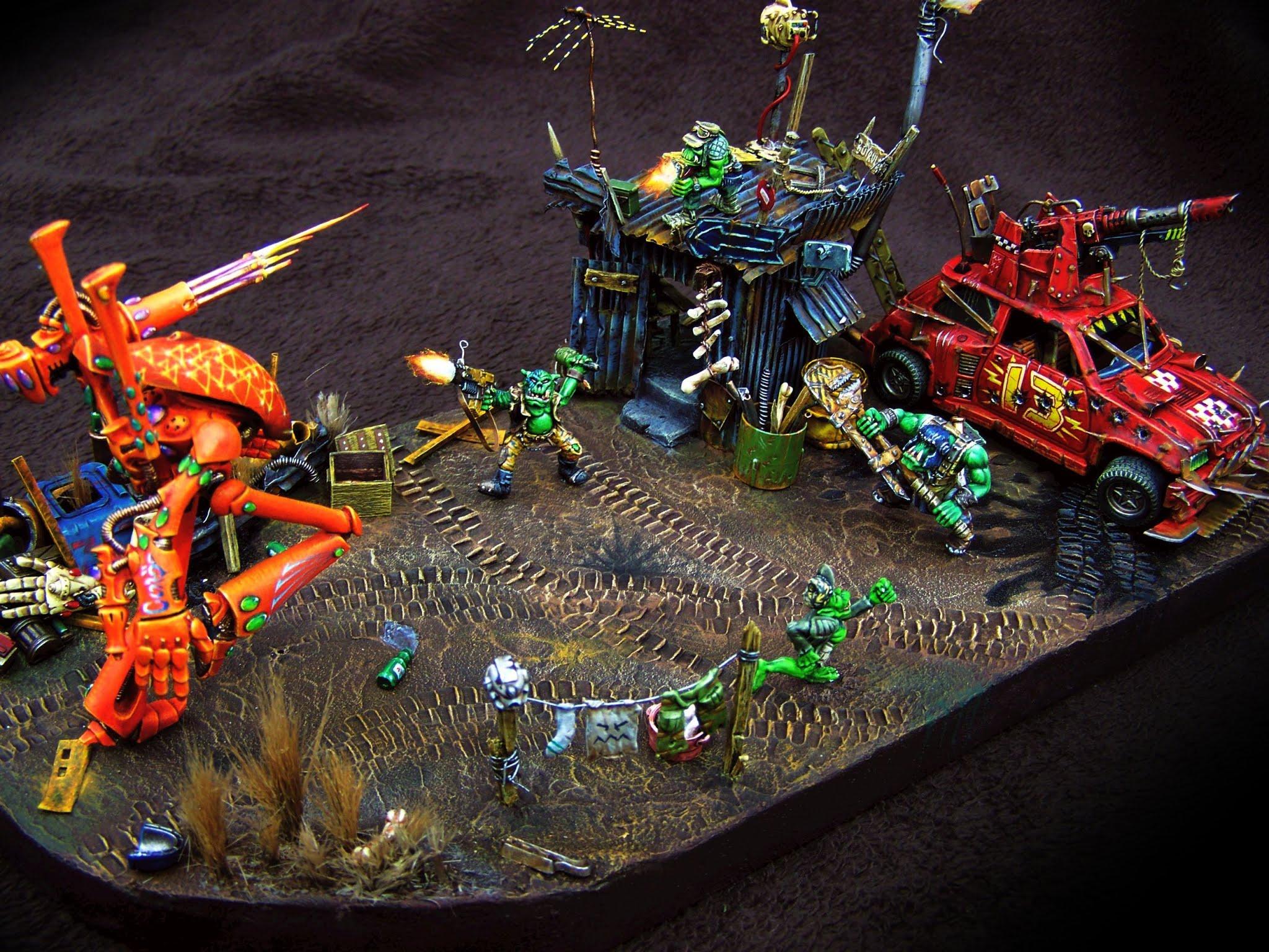 Diorama, Eldar, Orks, Renault 5 Turbo Rallye, W40k, Wraithknight
