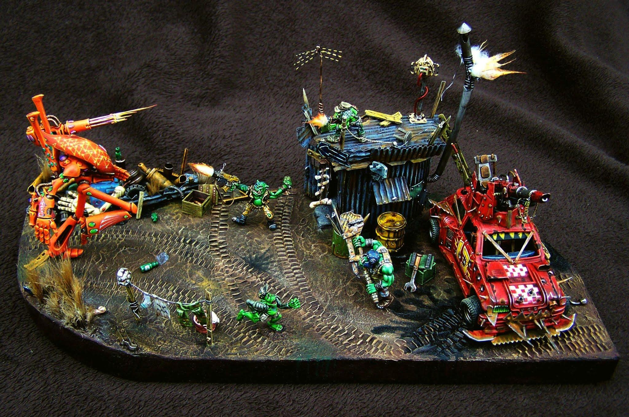 Diorama, Eldar, Orks, Renault 5 Turbo Rallye, W40k, Wraithknight