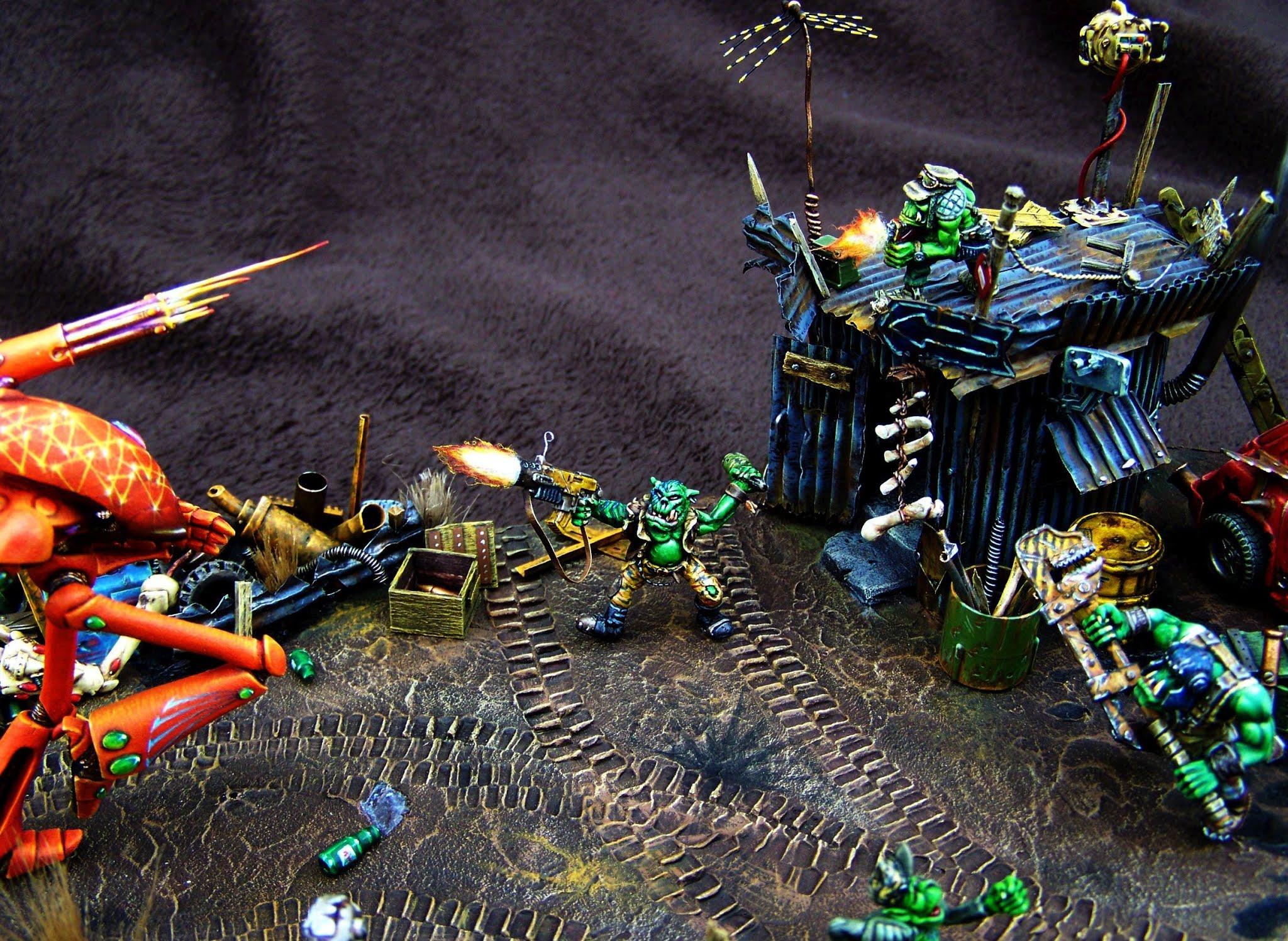 Diorama, Eldar, Orks, Renault 5 Turbo Rallye, W40k, Wraithknight