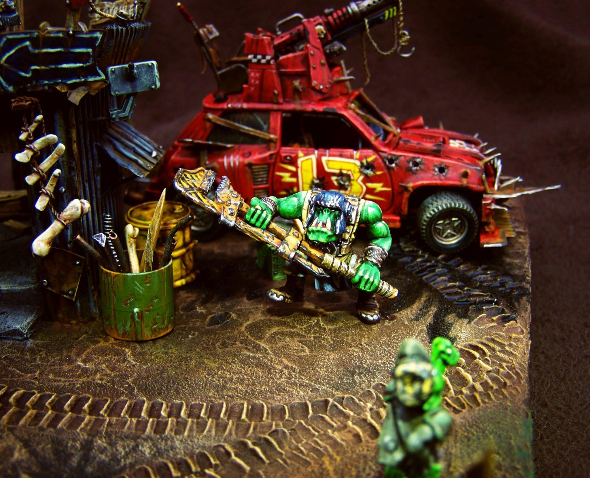 Diorama, Eldar, Orks, Renault 5 Turbo Rallye, W40k, Wraithknight