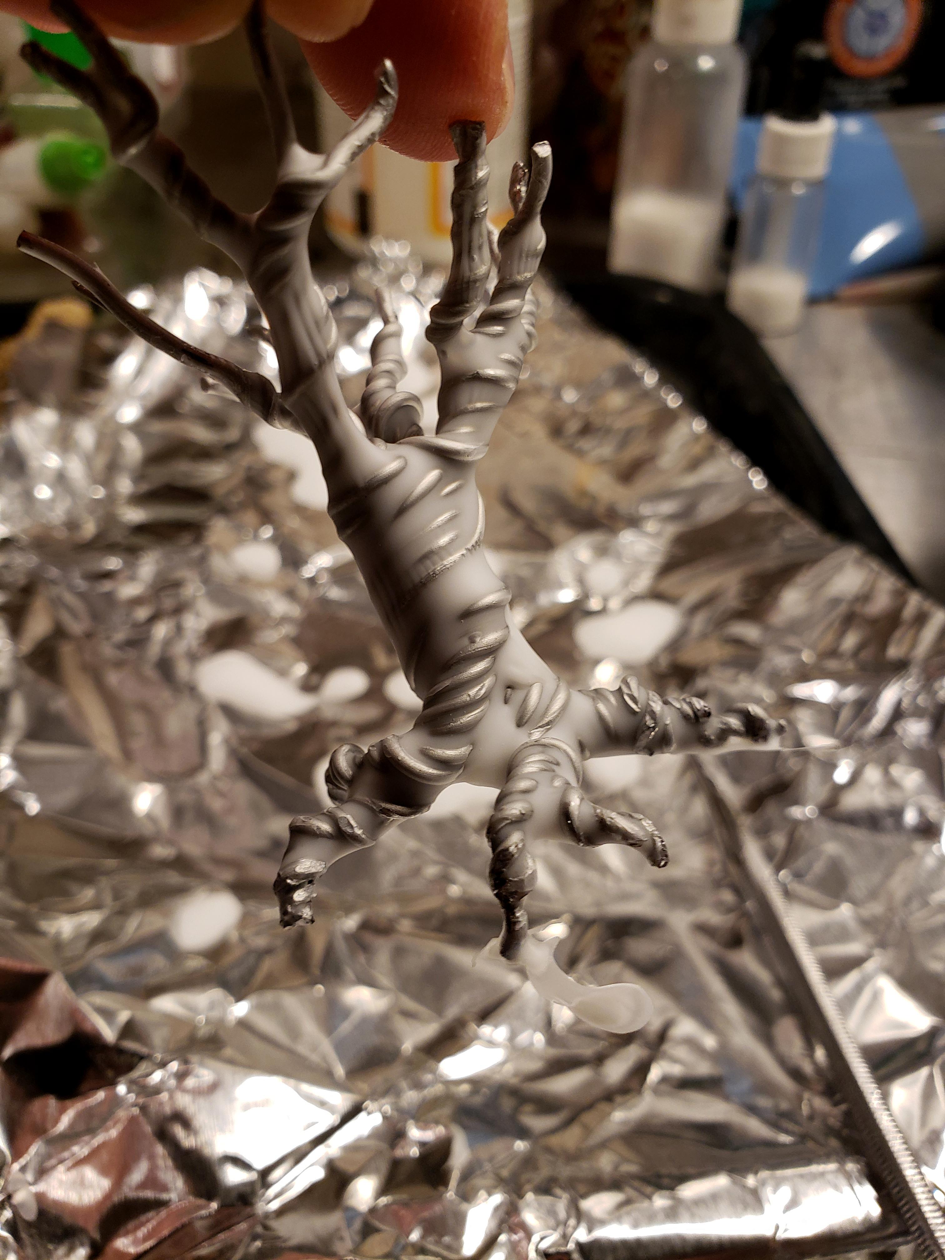 PVA glue on armature wire twist tree