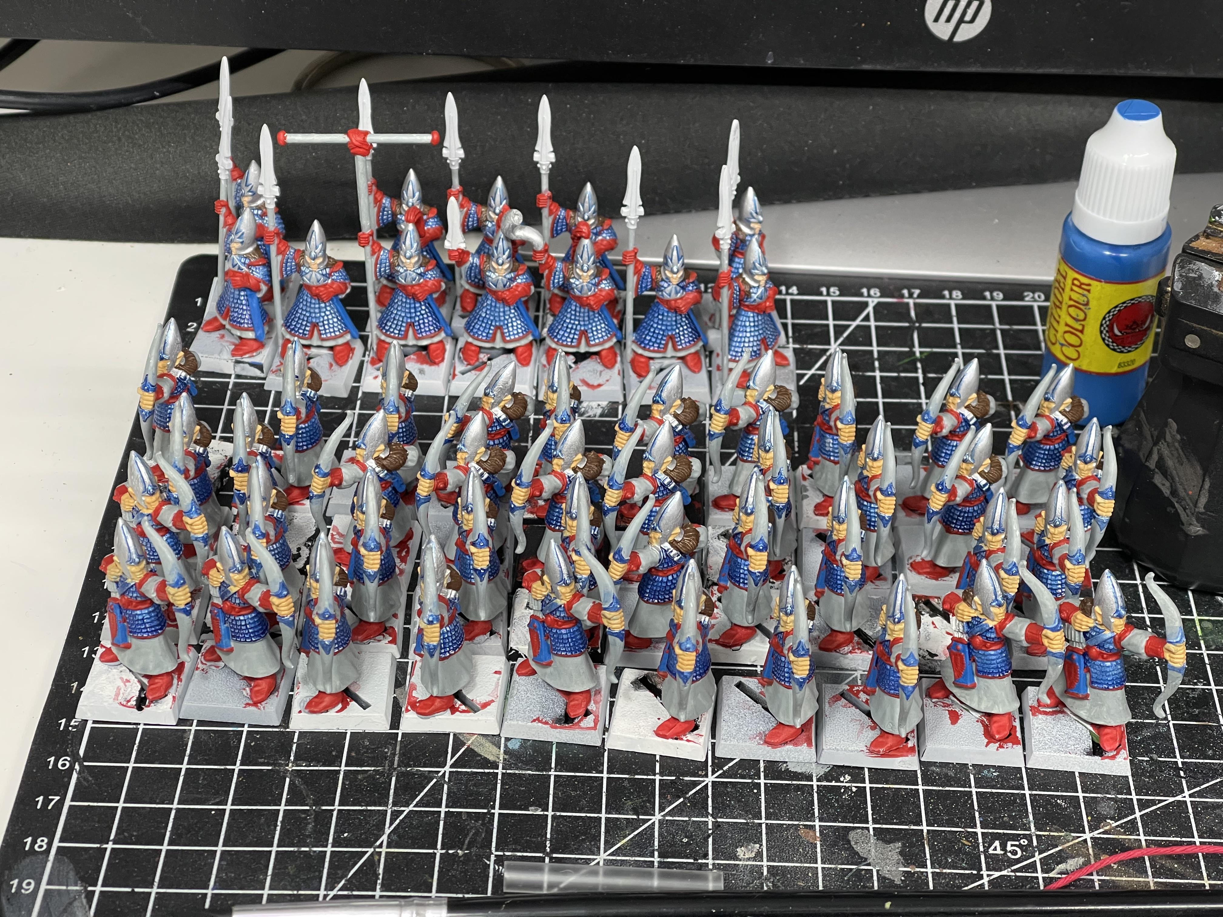 4th Edition, 5th Edition, Archers, High Elves, Spearmen, Warhammer Fantasy, Work In Progress