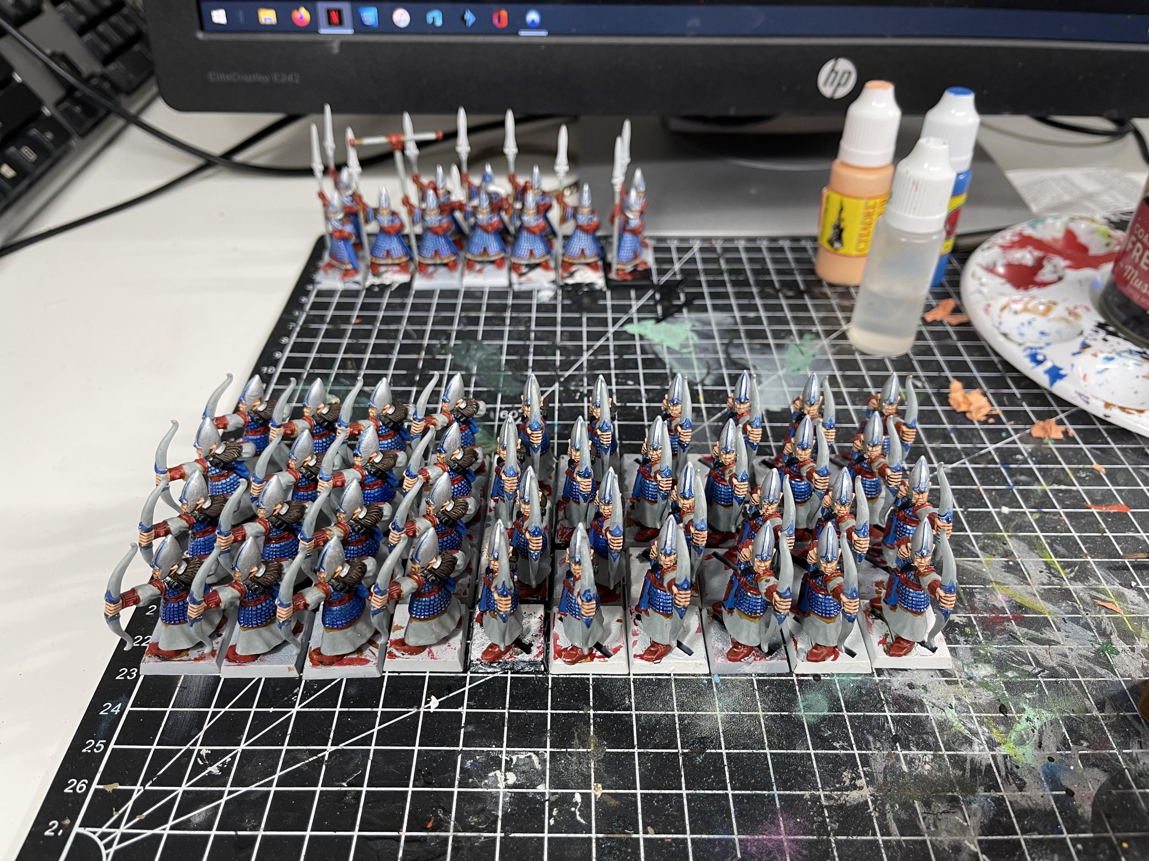 4th Edition, 5th Edition, Archers, High Elves, Spearmen, Warhammer Fantasy, Work In Progress