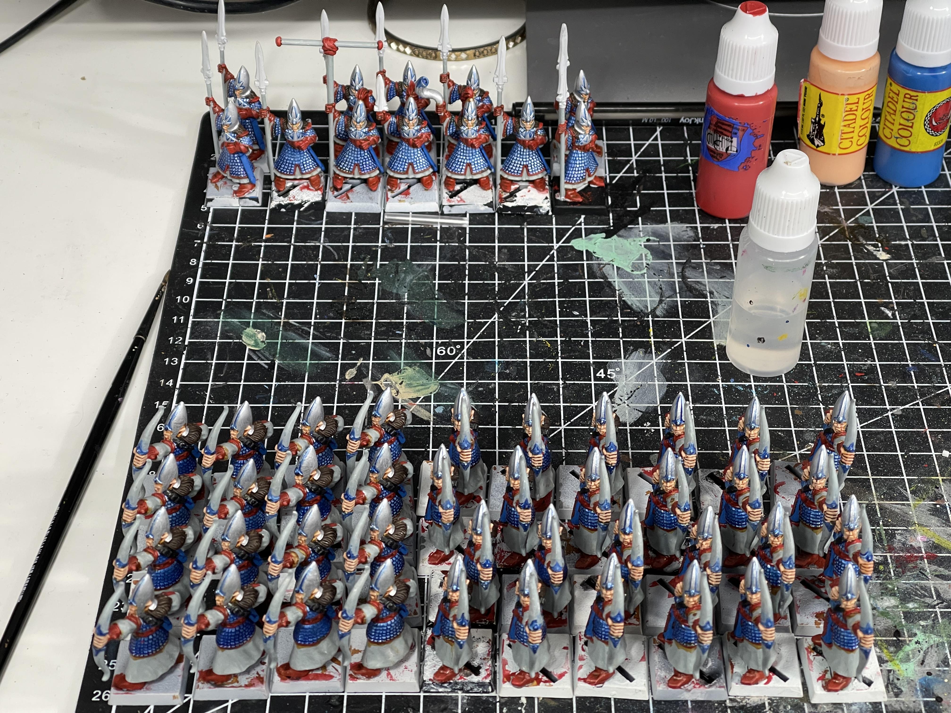 4th Edition, 5th Edition, Archers, High Elves, Spearmen, Warhammer Fantasy, Work In Progress