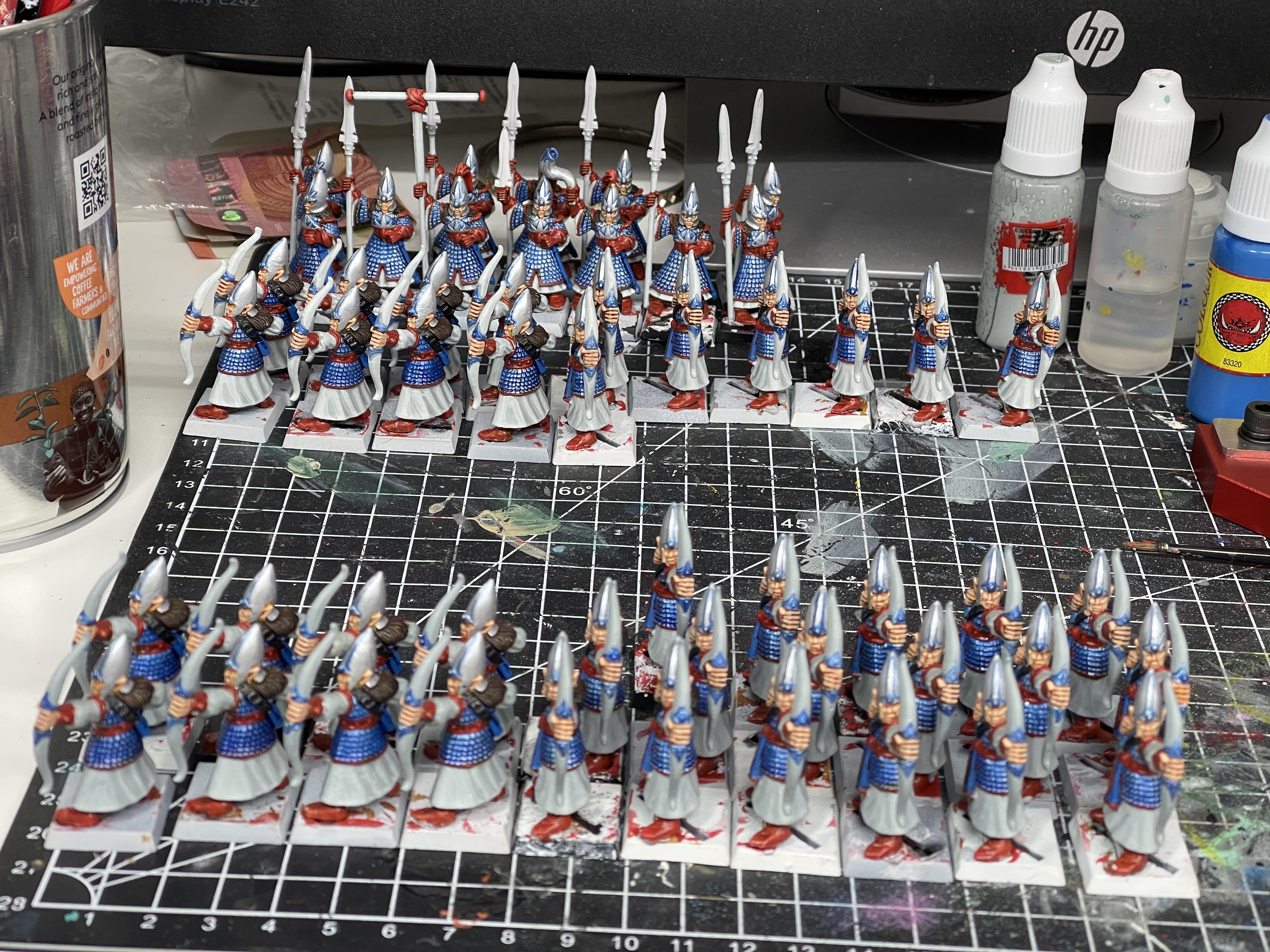 4th Edition, 5th Edition, Archers, High Elves, Spearmen, Warhammer Fantasy, Work In Progress