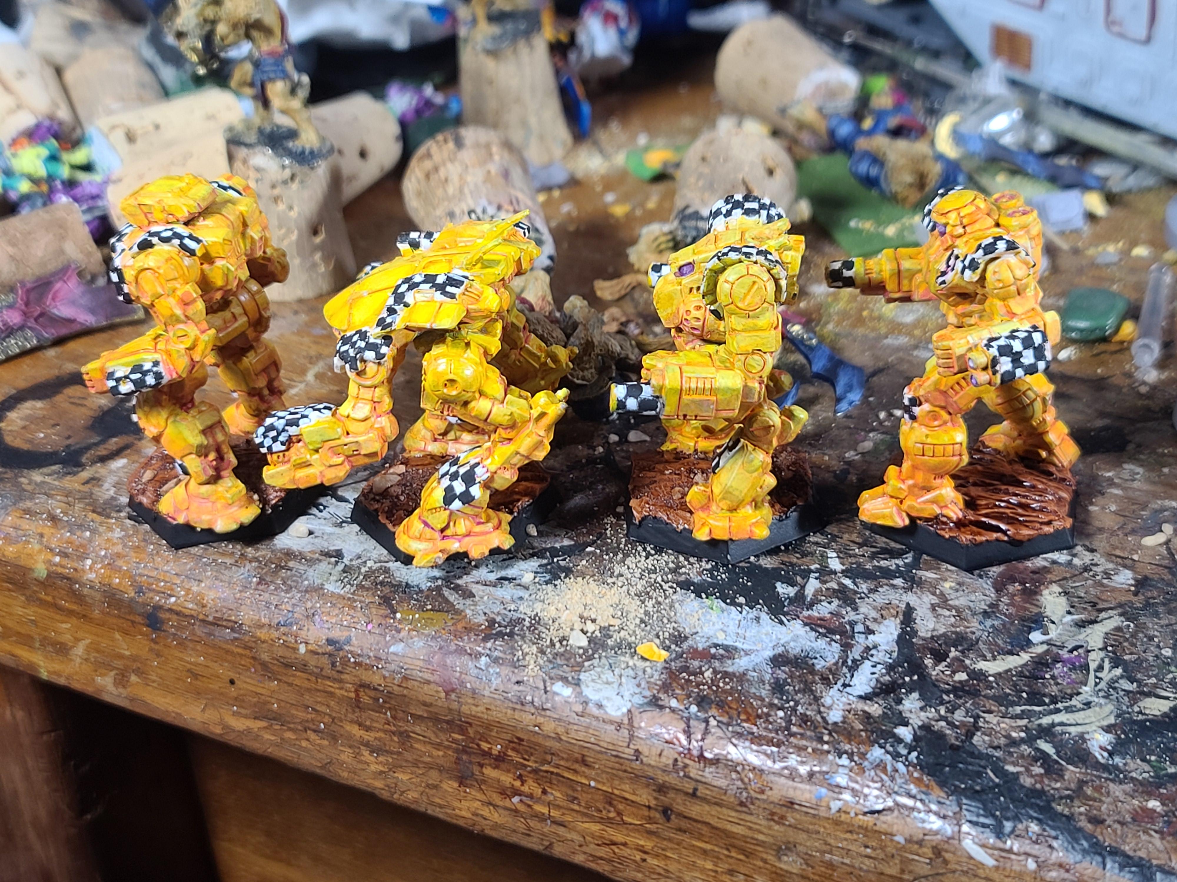 Battletech, Catalyst Game Labs, Checker-work, Freehand, Highlander, King Crab, Mech, Mercenary, Thug, Victor, Yellow