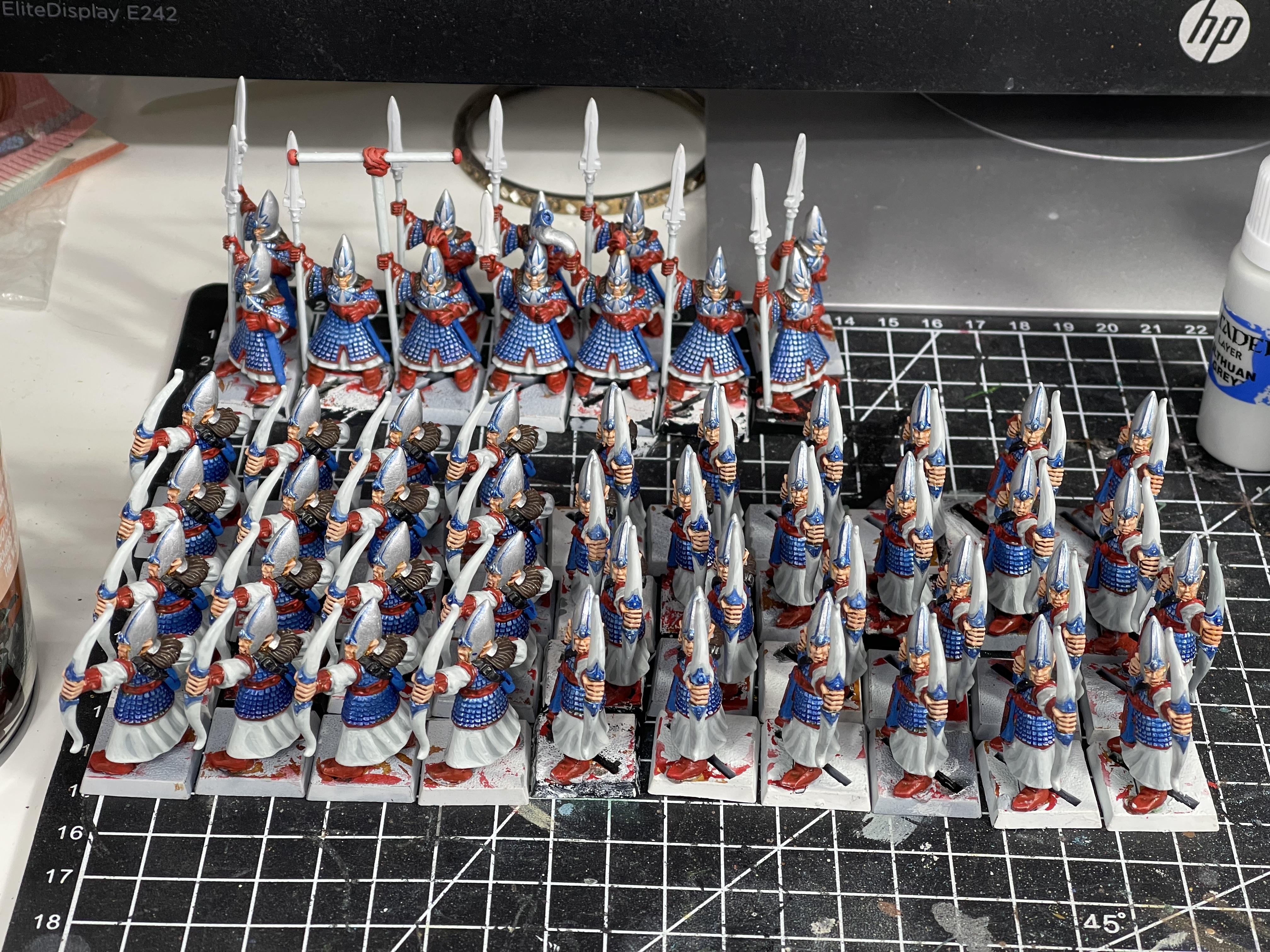 4th Edition, 5th Edition, Archers, High Elves, Spearmen, Warhammer Fantasy, Work In Progress