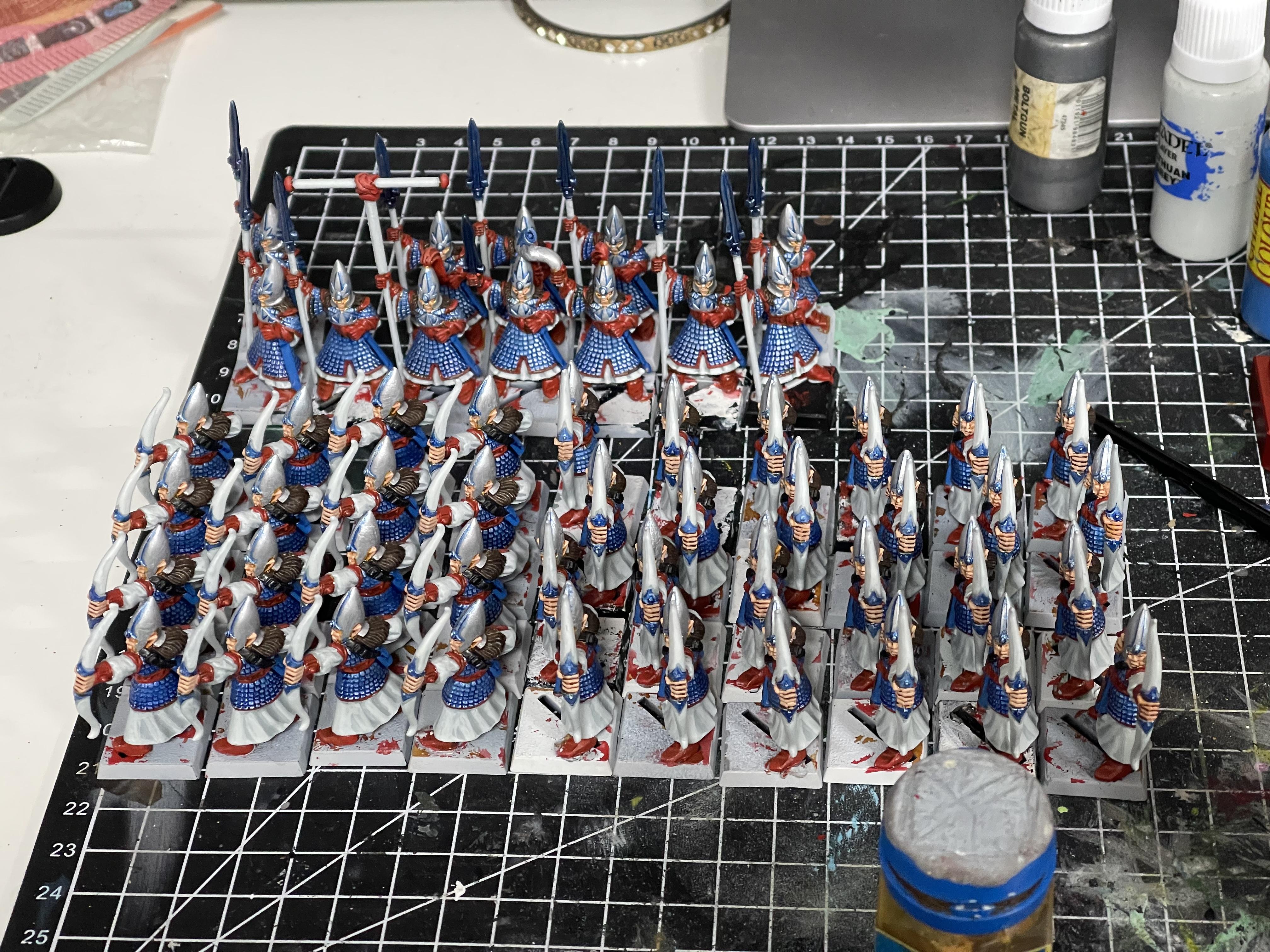 4th Edition, 5th Edition, Archers, High Elves, Spearmen, Warhammer Fantasy, Work In Progress