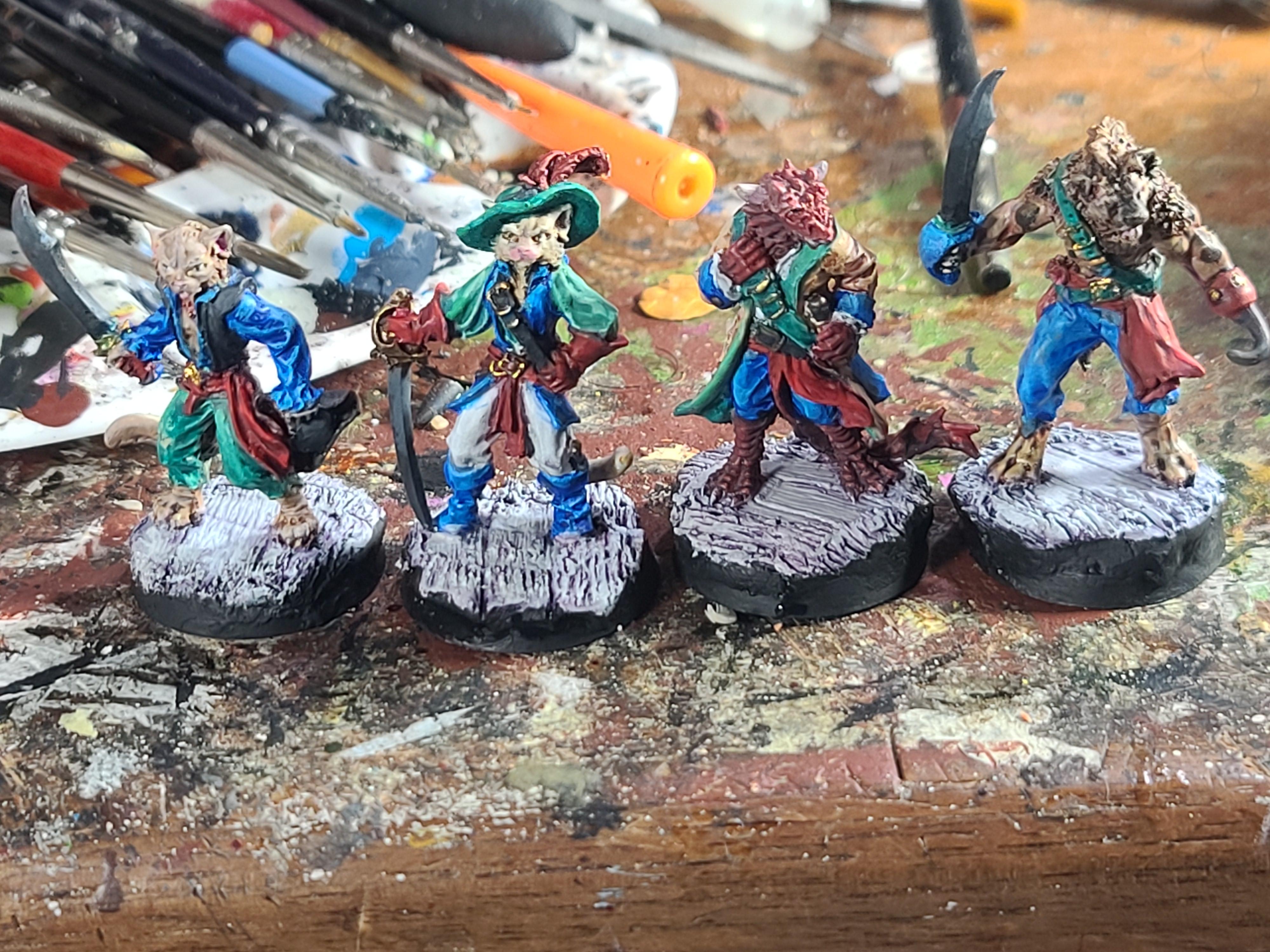 Bones Usa, Catfolk, Dragonborn, Dungeons And Dragons, Gnoll, Hyena, Metal, Pirate, Reaper Miniatures, Tabaxi