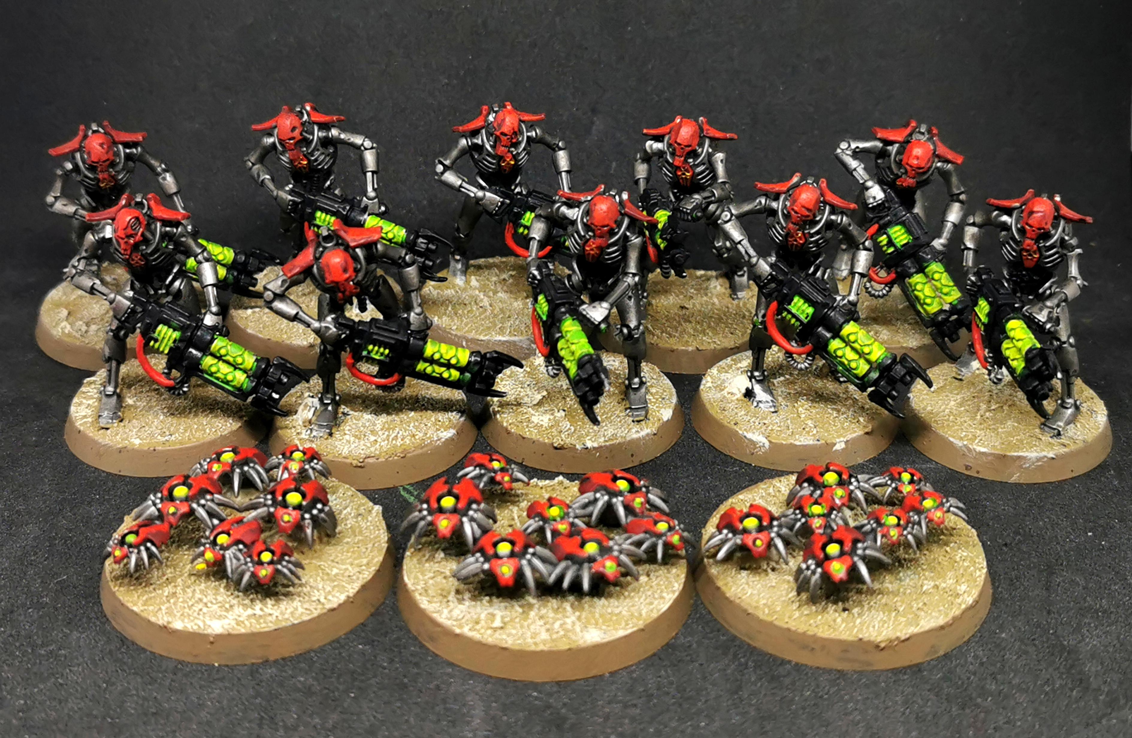 Necron warriors and scarabs