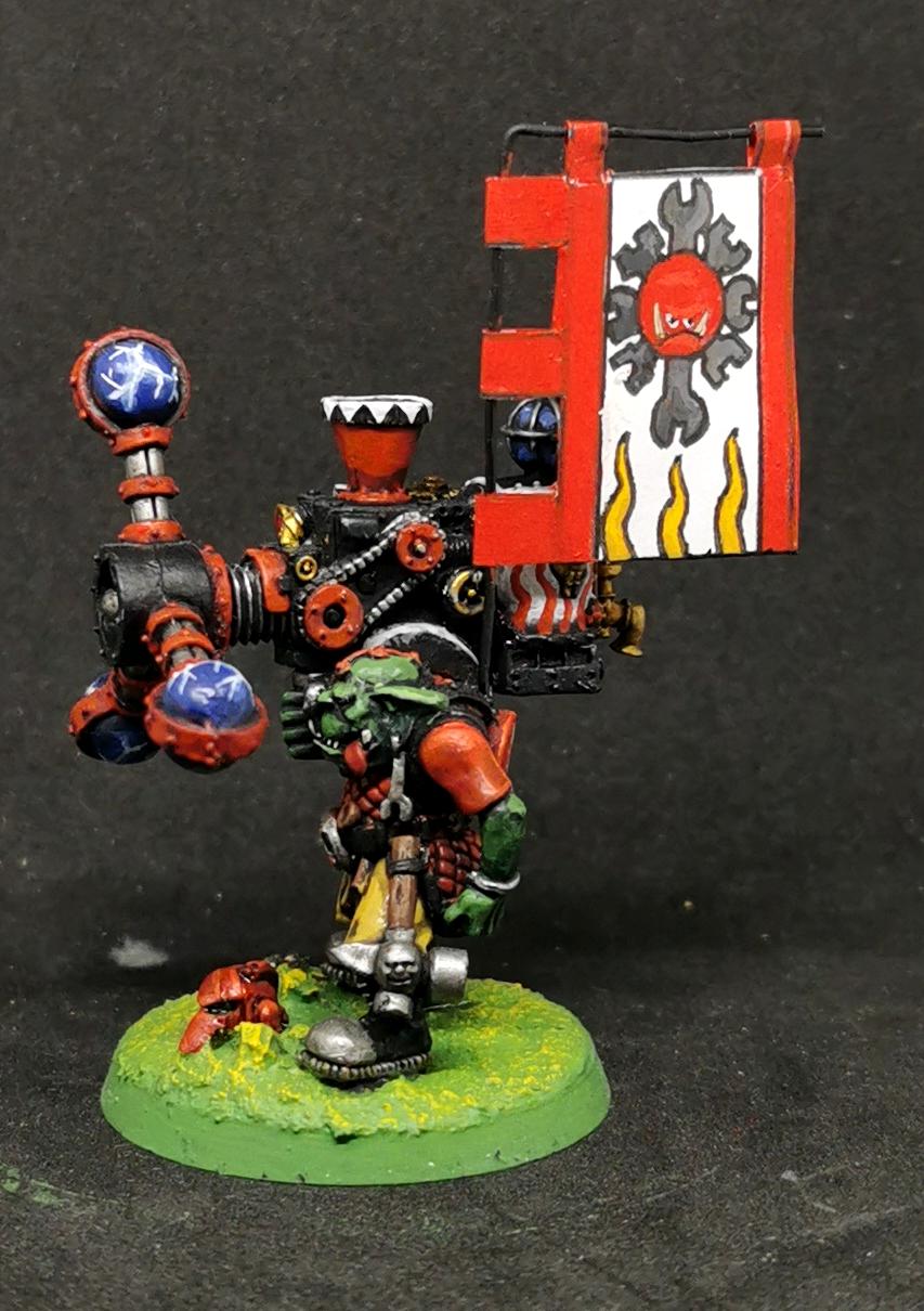 Big Mek With Shokk attack gun and banner