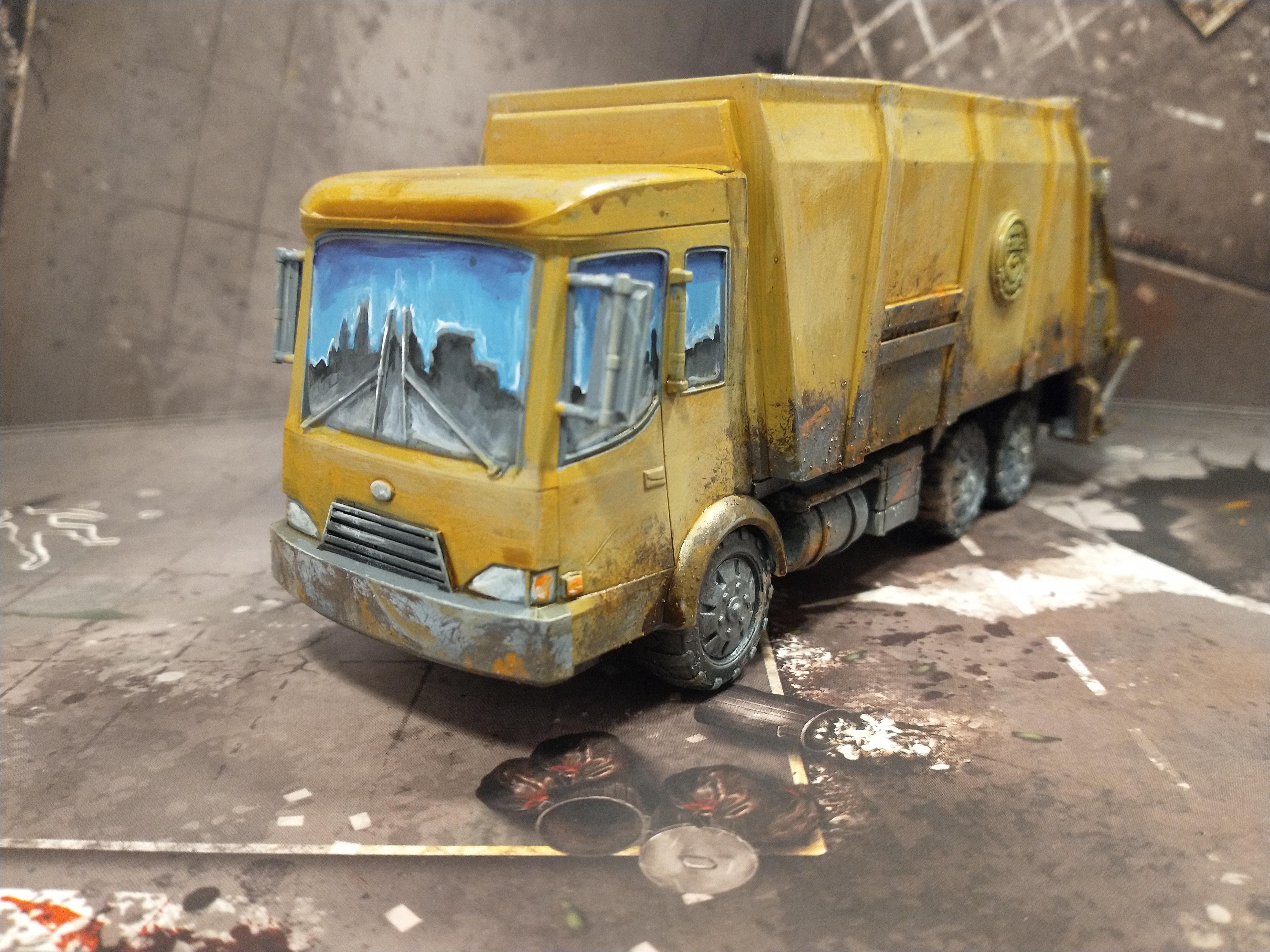Freehand, Garbage Truck, Marvel, Reflection, Terrain