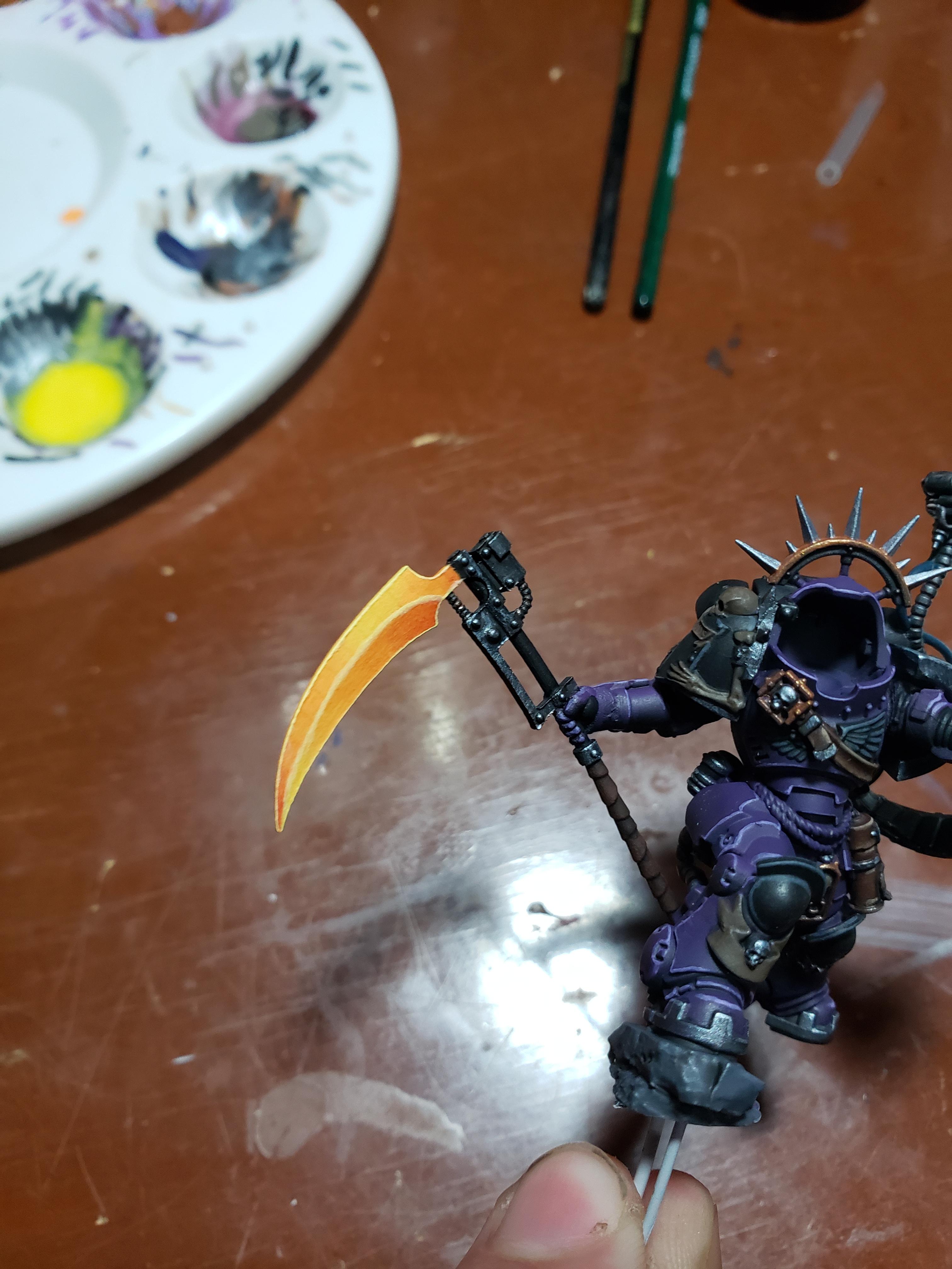 Can't quite see the armor much, but it's not even done. Polished off the power scythe though!