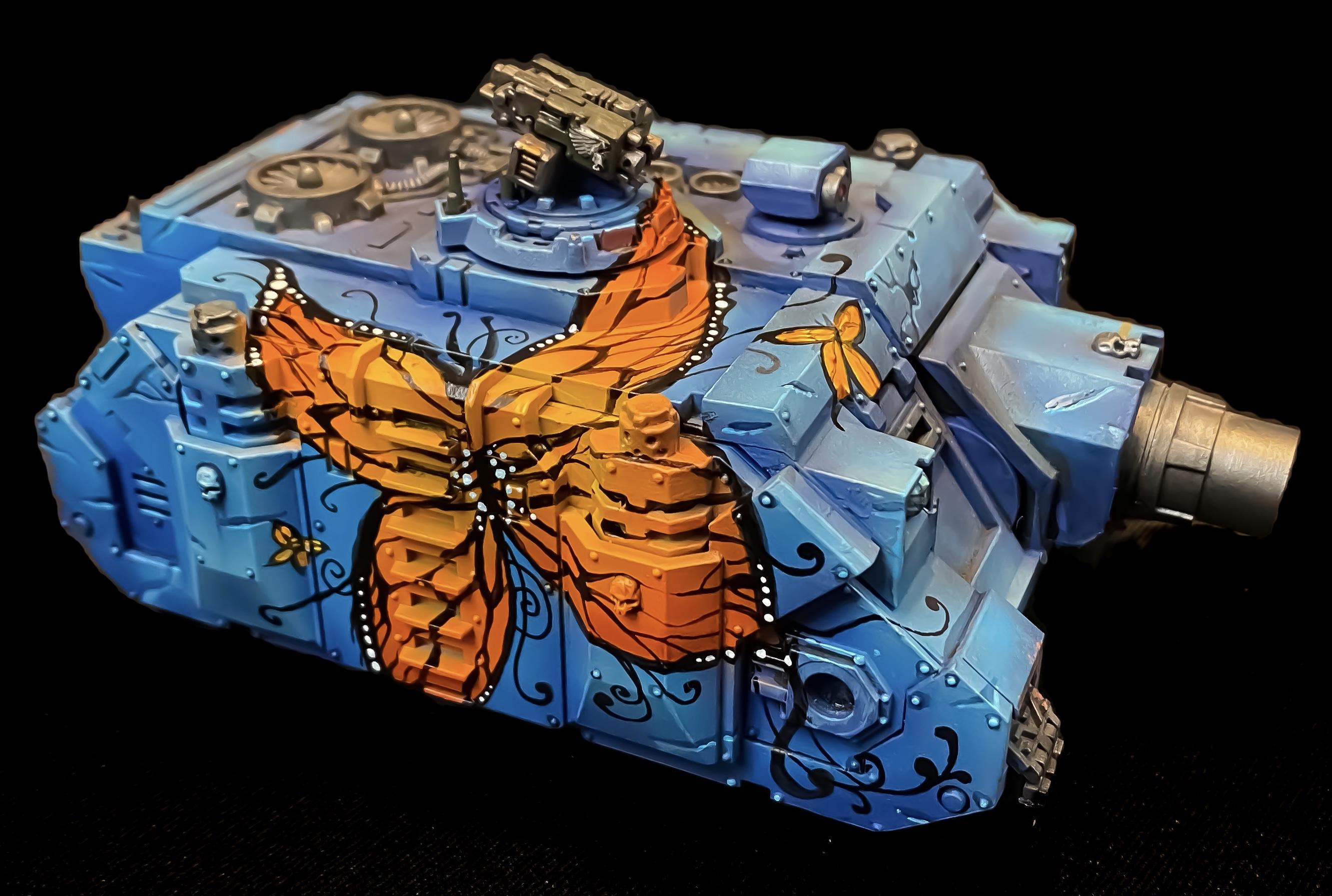 Airbrushed, Butterfly, Butterfly Rhino, Rhino, Space Marines, Warhammer 40,000