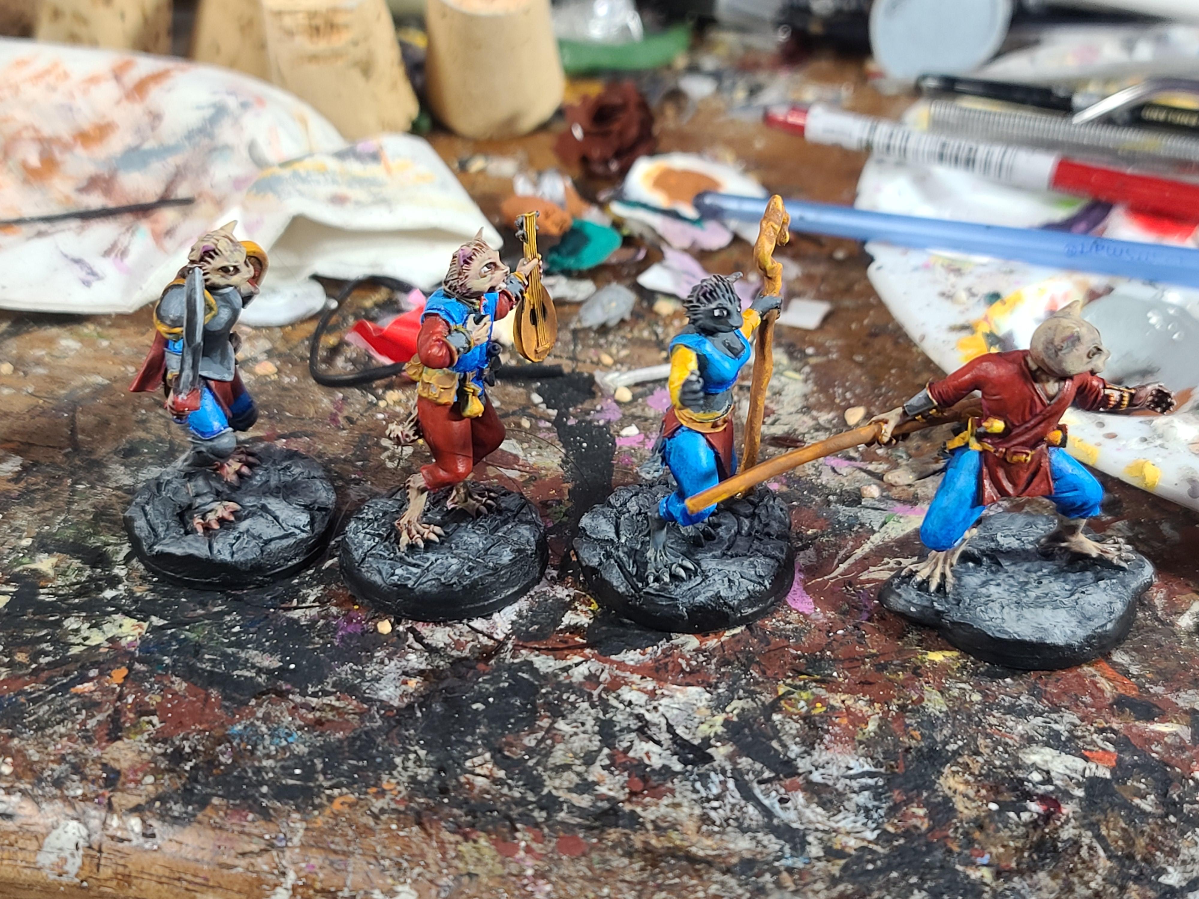 Animal Adventurers, Bard, Cat, Catfolk, Dungeons And Dragons, Fighter, Metal, Monk, Reaper Miniatures, Sorcerer, Tabaxi