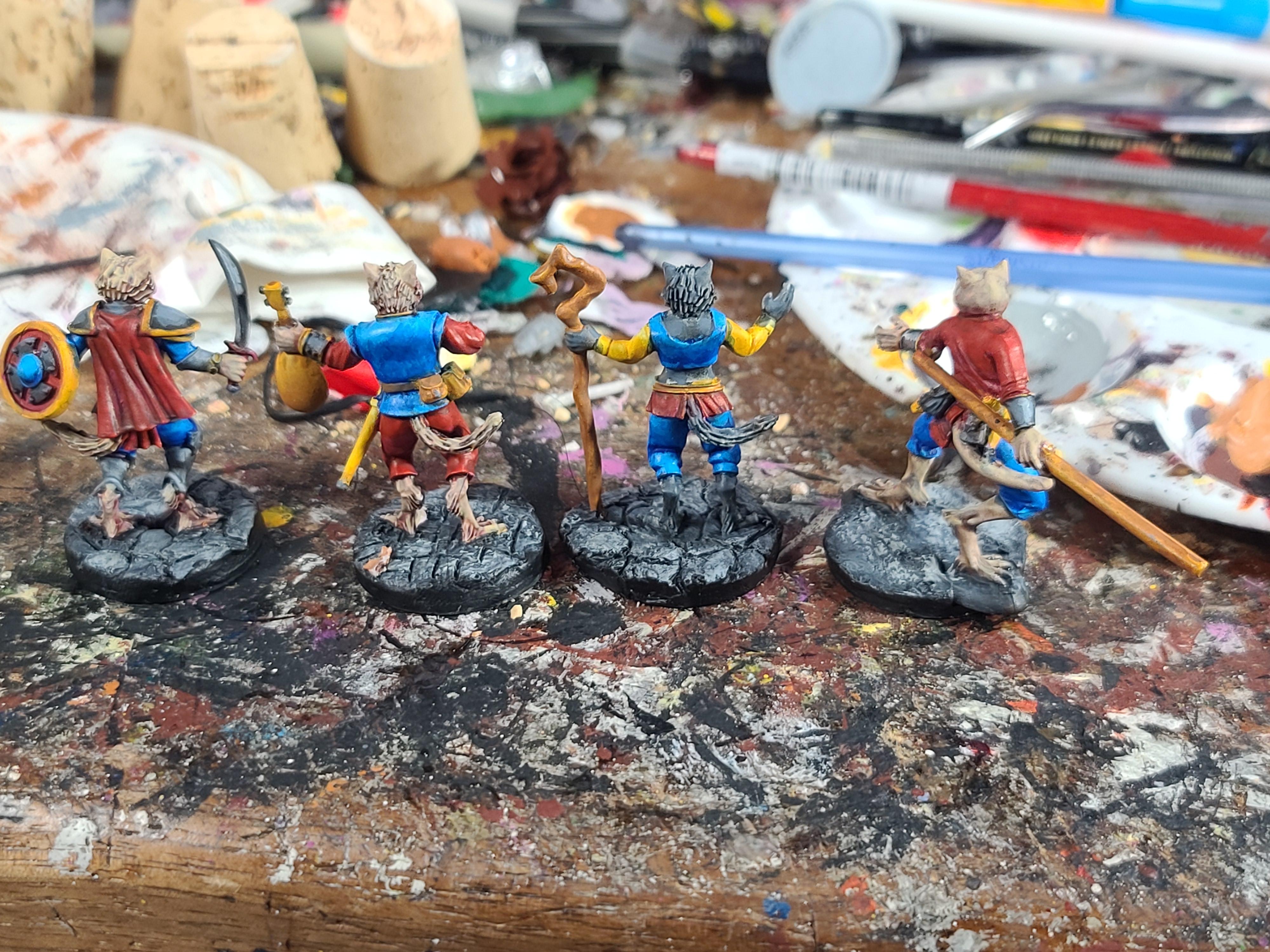 Animal Adventurers, Bard, Cat, Catfolk, Dungeons And Dragons, Fighter, Metal, Monk, Reaper Miniatures, Sorcerer, Tabaxi