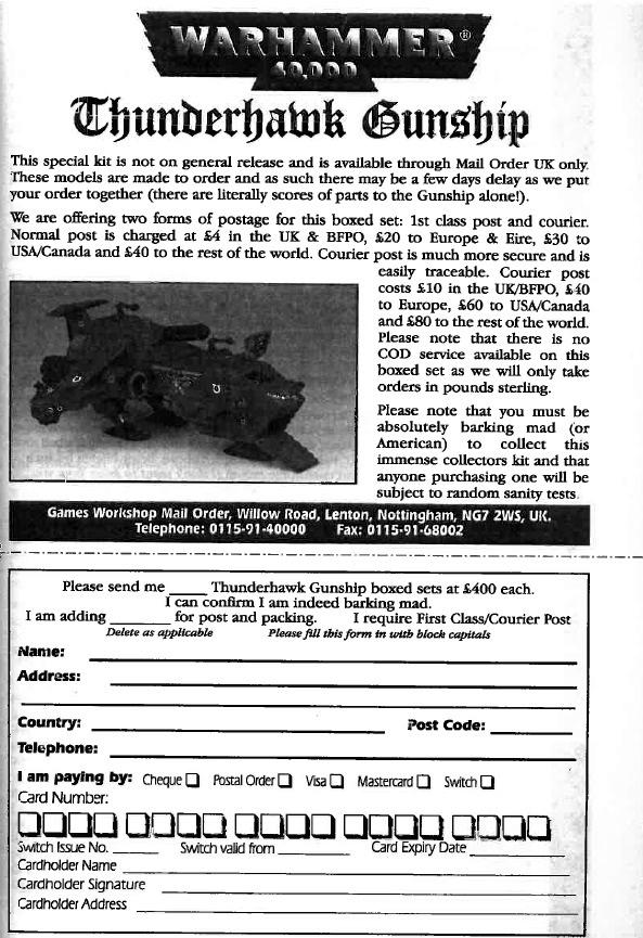 3rd Edition, Adeptus Arbites, America, Barking Mad, Citadel Journal, Copyright Games Workshop, Metal, Retro Review, Thunderhawk