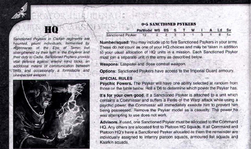 3rd Edition, Cadians, Codex Eye Of Terror, Copyright Games Workshop, Imperial Guard, Psyker, Retro Review