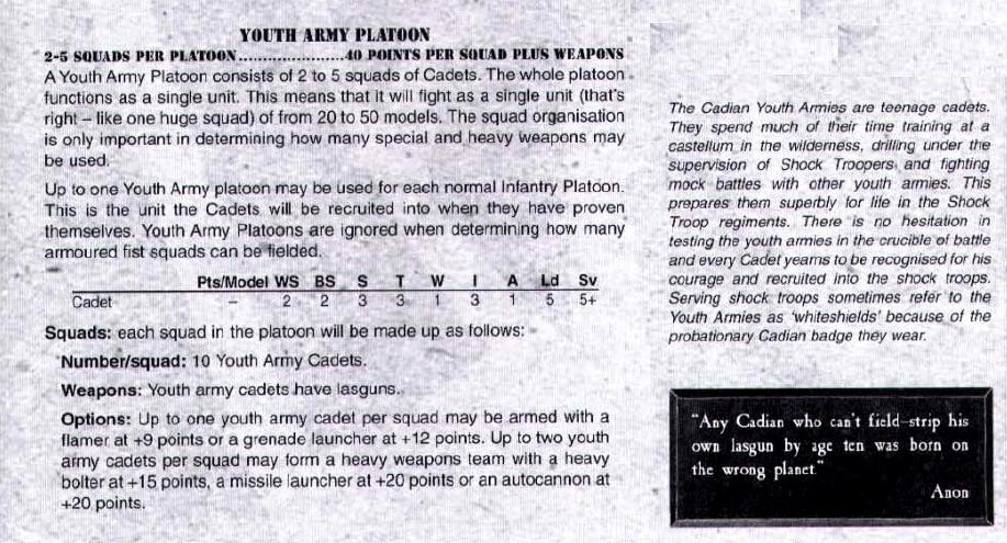 3rd Edition, Codex Eye Of Terror, Conscripts, Copyright Games Workshop, Imperial Guard, Retro Review, White Shields, Youth Army Platoon