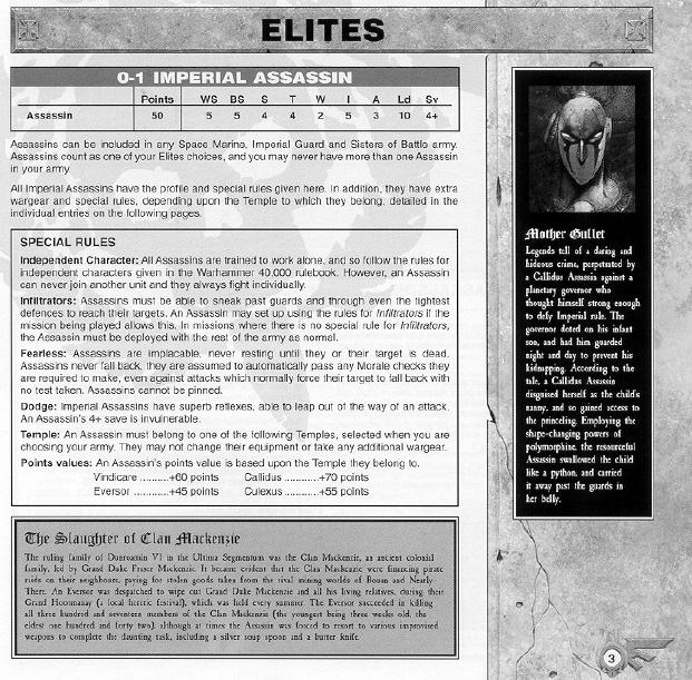 3rd Edition, Assassins, Codex Assassins, Copyright Games Workshop