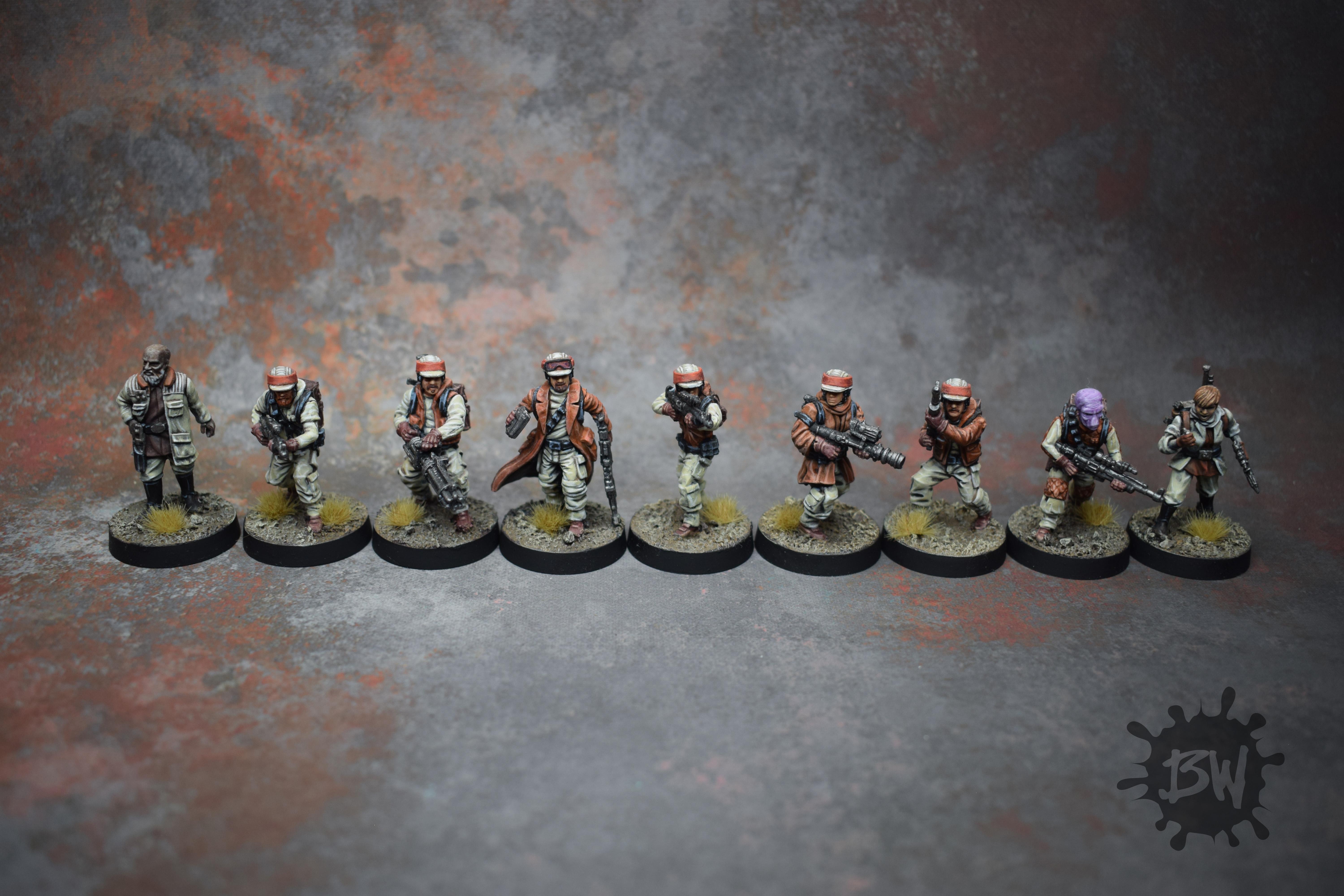 Amg, Army, Atomic Mass Games, Bw, Rebel Officer And Rebel Troopers, Star Wars Legion, Swl