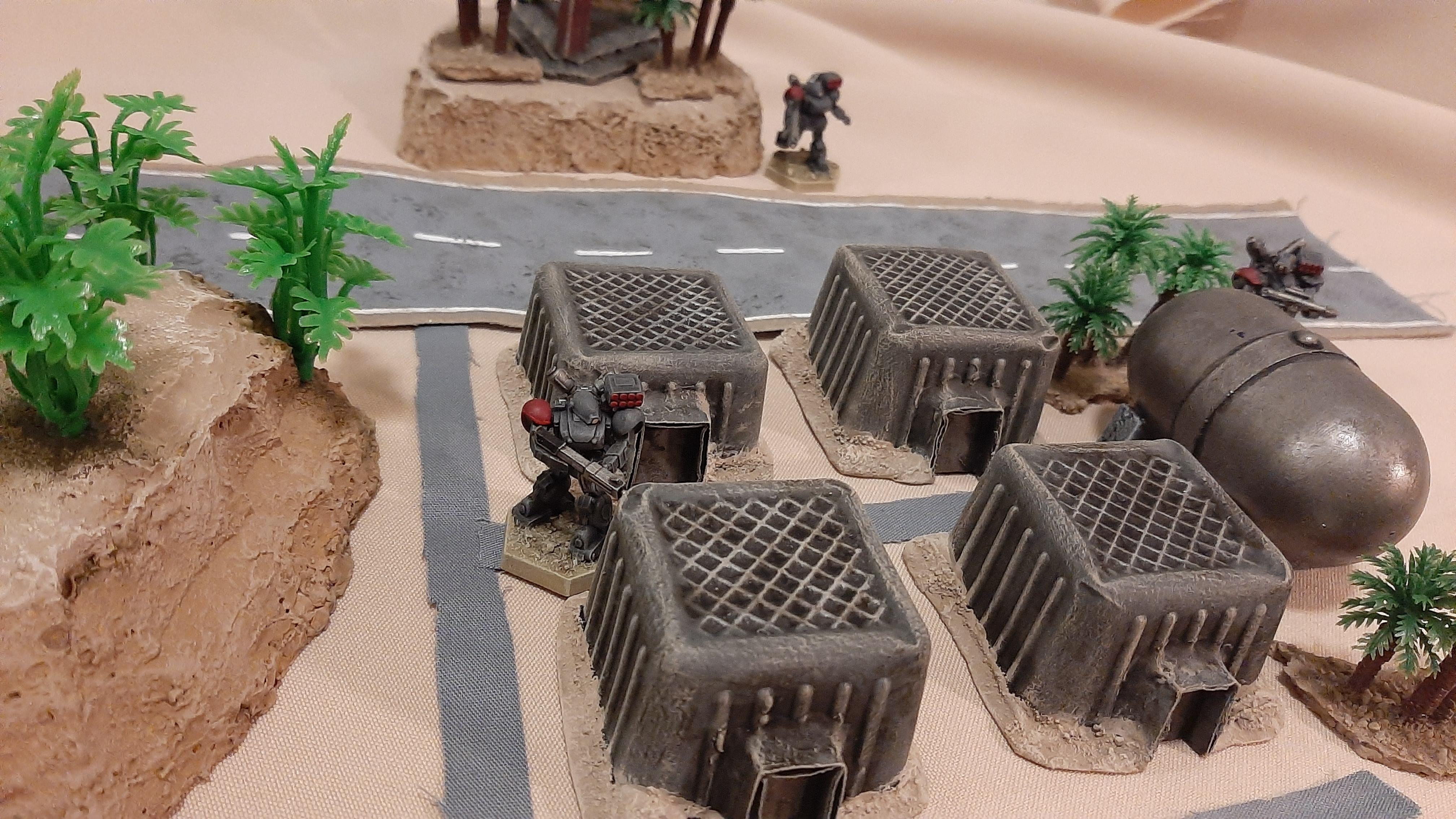 1:144, 9, Blitz, Board, Buildings, Combat, Custom, Desert, Dream, Fabric, Factory, Game Table, Gear, Habs, Heavy, Hills, Mech, Mecha, Mountains, Pod, Quonset, Roads, Robot, Rocks, Scratch Build, Tabletop, Tank, Terrain, Textile, Trees, Vent