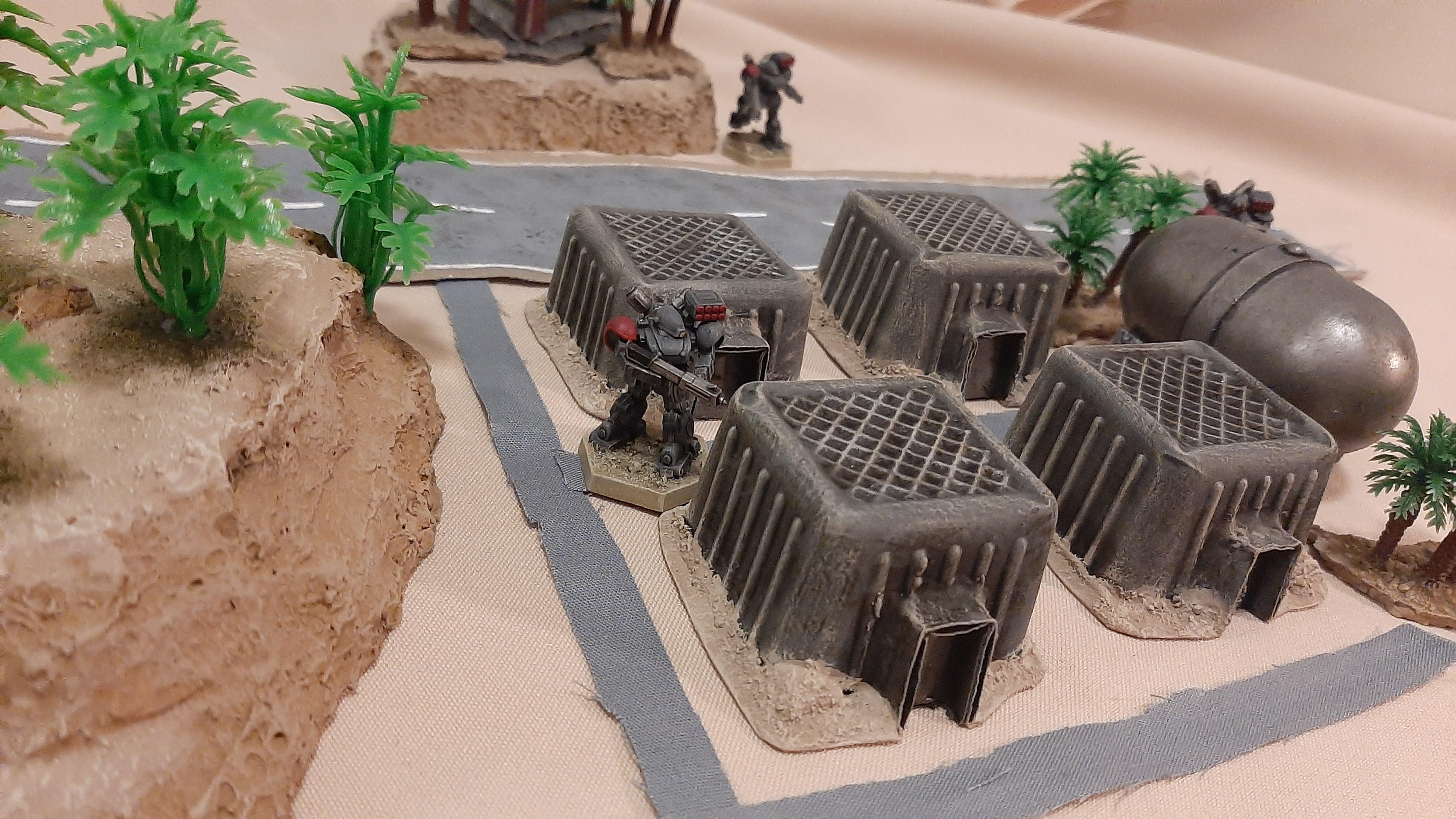 1:144, 9, Blitz, Board, Buildings, Combat, Custom, Desert, Dream, Fabric, Factory, Game Table, Gear, Habs, Heavy, Hills, Mech, Mecha, Mountains, Pod, Quonset, Roads, Robot, Rocks, Scratch Build, Tabletop, Tank, Terrain, Textile, Trees, Vent