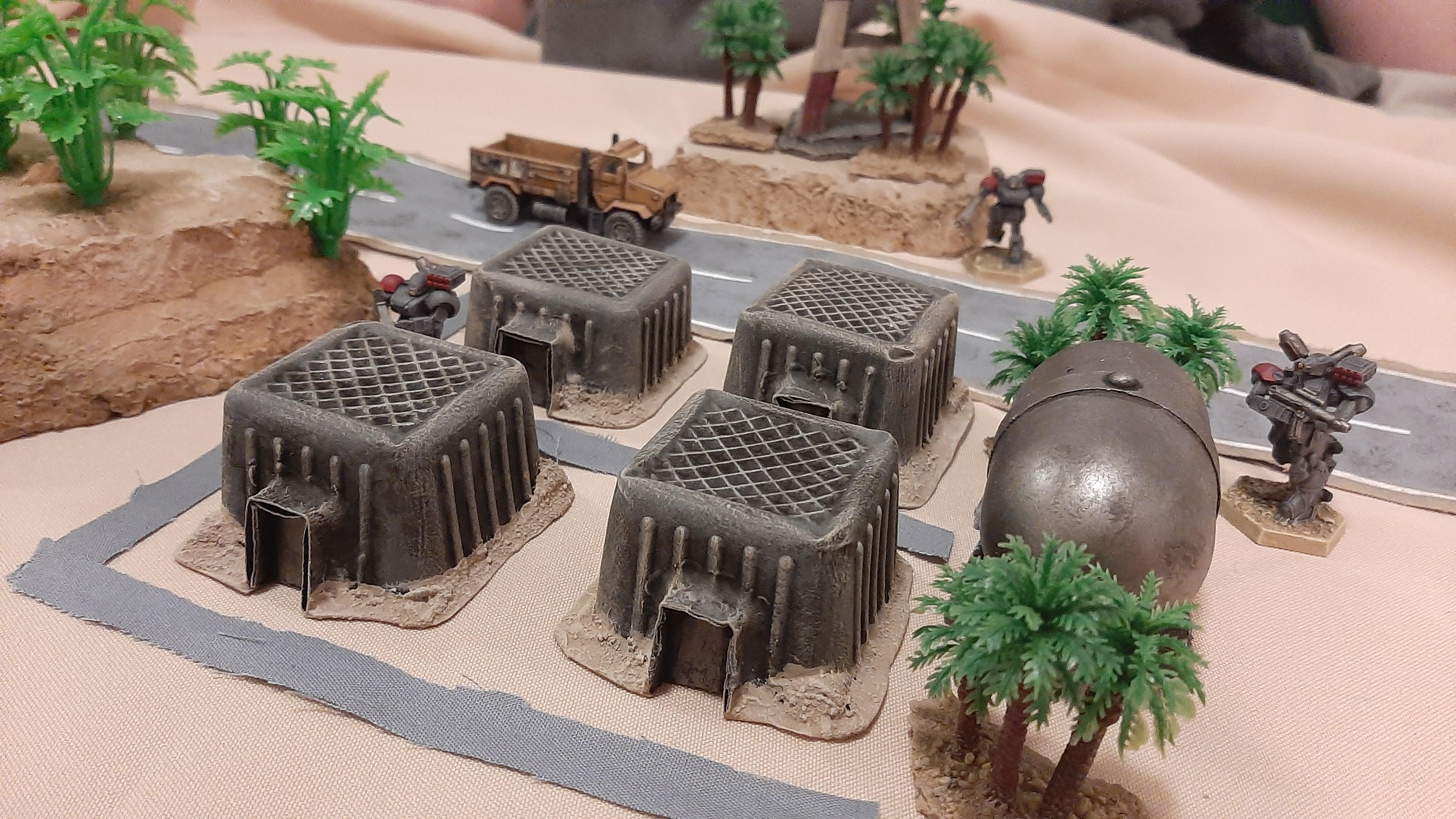 1:144, 9, Blitz, Board, Buildings, Combat, Custom, Desert, Dream, Fabric, Factory, Game Table, Gear, Habs, Heavy, Hills, Mech, Mecha, Mountains, Pod, Quonset, Roads, Robot, Rocks, Scratch Build, Tabletop, Tank, Terrain, Textile, Trees, Vent