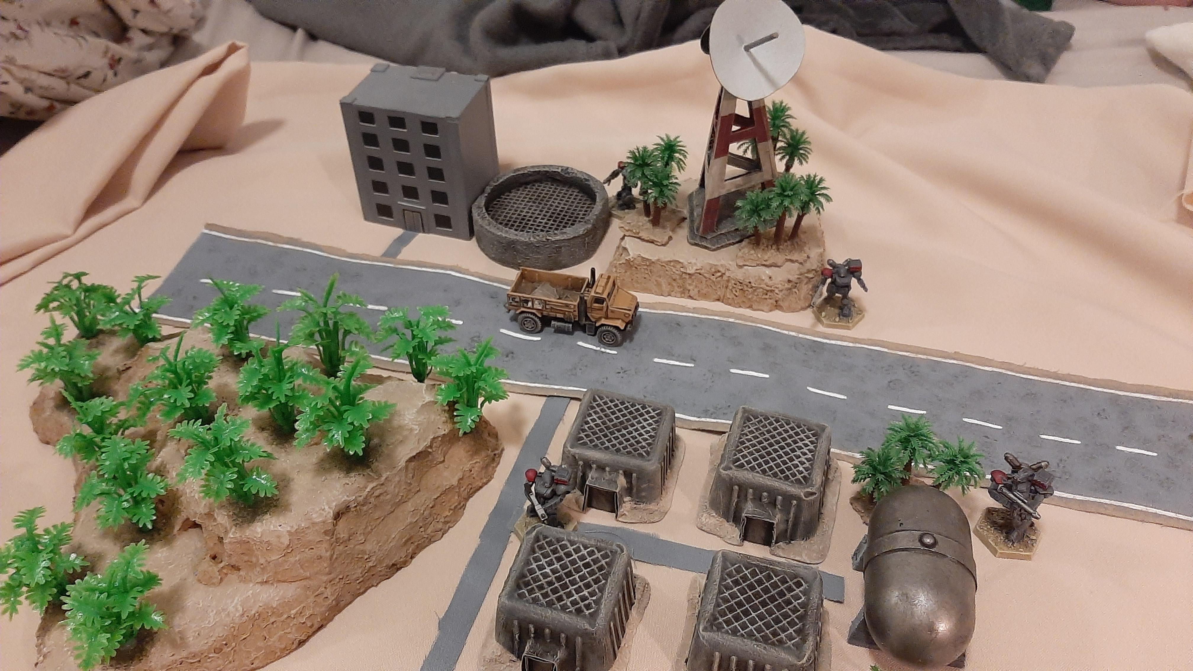 1:144, 9, Blitz, Board, Buildings, Combat, Custom, Desert, Dream, Fabric, Factory, Game Table, Gear, Habs, Heavy, Hills, Mech, Mecha, Mountains, Pod, Quonset, Roads, Robot, Rocks, Scratch Build, Tabletop, Tank, Terrain, Textile, Trees, Vent