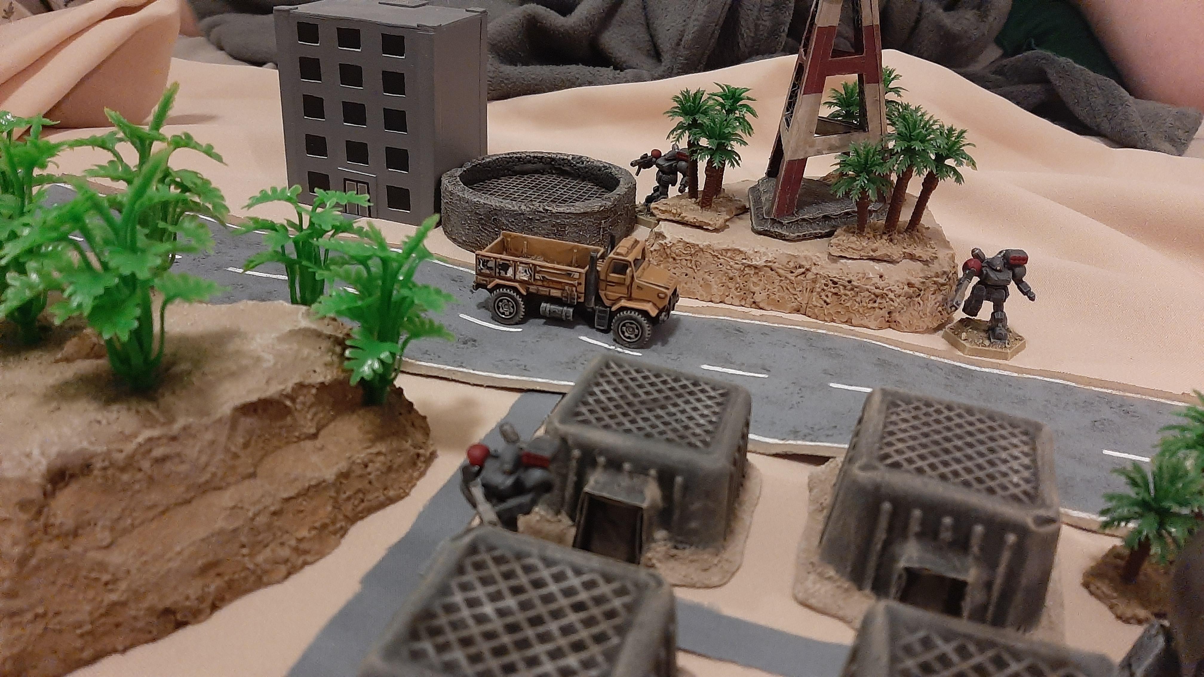 1:144, 9, Blitz, Board, Buildings, Combat, Custom, Desert, Dream, Fabric, Factory, Game Table, Gear, Habs, Heavy, Hills, Mech, Mecha, Mountains, Pod, Quonset, Roads, Robot, Rocks, Scratch Build, Tabletop, Tank, Terrain, Textile, Trees, Vent