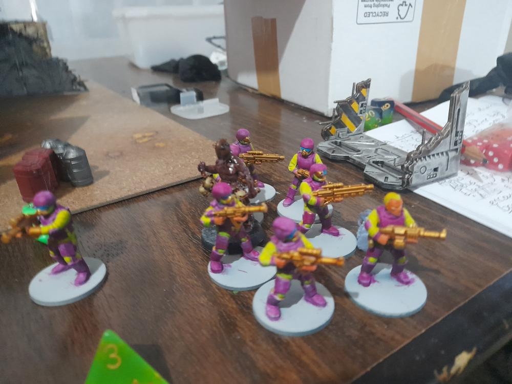 Adelana Helgen, Adventure Miniature Gaming, Attelus Kaltos, Battle, Dellenger, Elandriq, Five Parsecs From Home, Fun, Fun Times, Jeurat Garrakson, Marcel Torris, Minis, Science-fiction, Skirmish