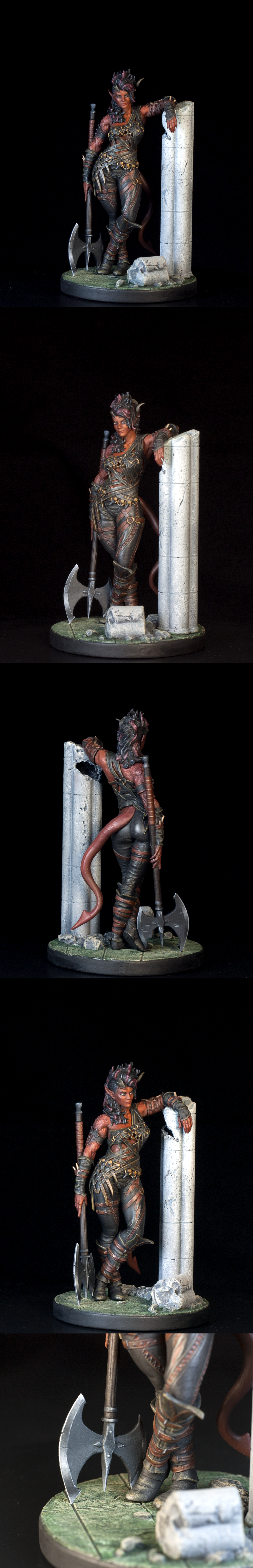 54mm, Axe, Barbarian, Cambion, Dungeons And Dragons, Girl, Karlach, Large Scale, Non-Metallic Metal, Tiefling, Woman