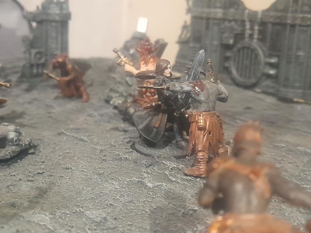 Adelana Helgen, Ambush, Attelus Kaltos, Badass, Bolter, Chaos, Cultists, Dark Heresy, Diorama, Inquisition, Power Sword, Secret War, Throne Agent, Throne Agents, Warhammer 40,000, Warhammer Fantasy