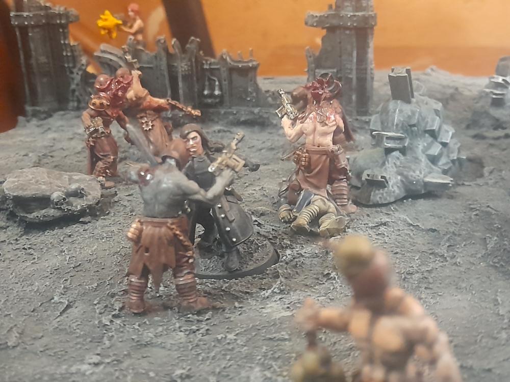 Adelana Helgen, Ambush, Attelus Kaltos, Badass, Bolter, Chaos, Cultists, Dark Heresy, Diorama, Inquisition, Power Sword, Secret War, Throne Agent, Throne Agents, Warhammer 40,000, Warhammer Fantasy
