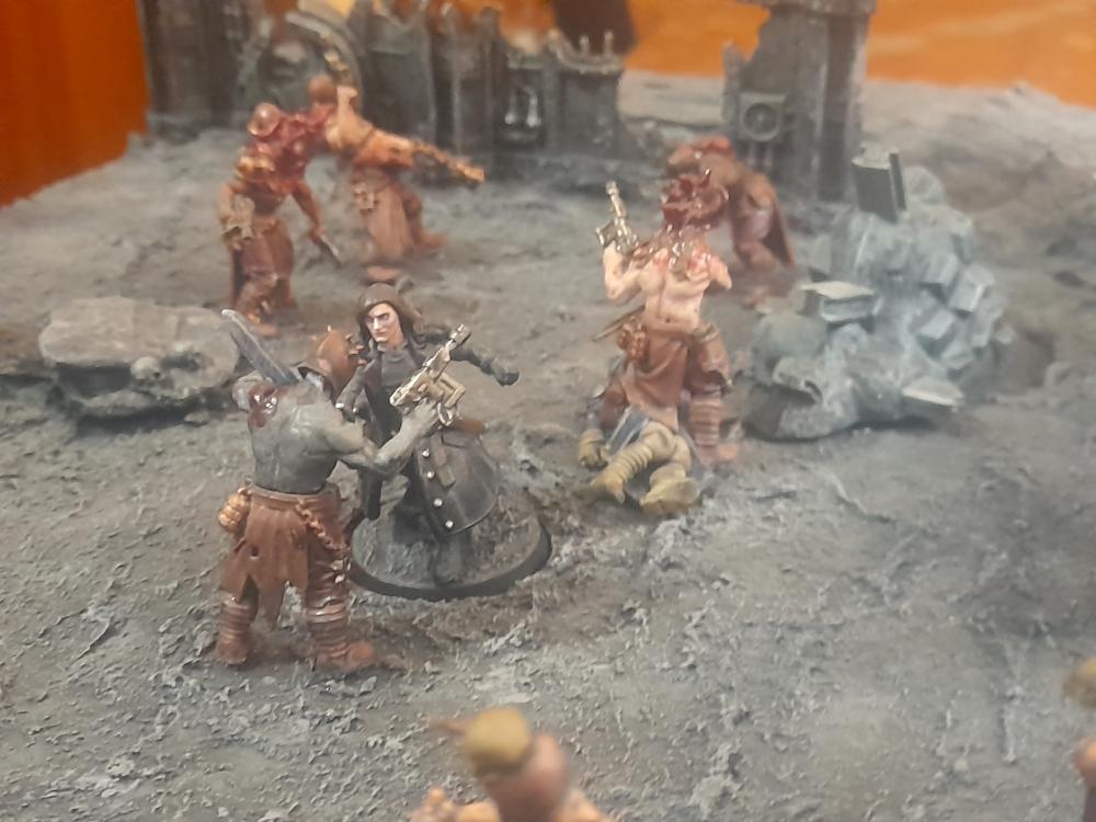 Adelana Helgen, Ambush, Attelus Kaltos, Badass, Bolter, Chaos, Cultists, Dark Heresy, Diorama, Inquisition, Power Sword, Secret War, Throne Agent, Throne Agents, Warhammer 40,000, Warhammer Fantasy