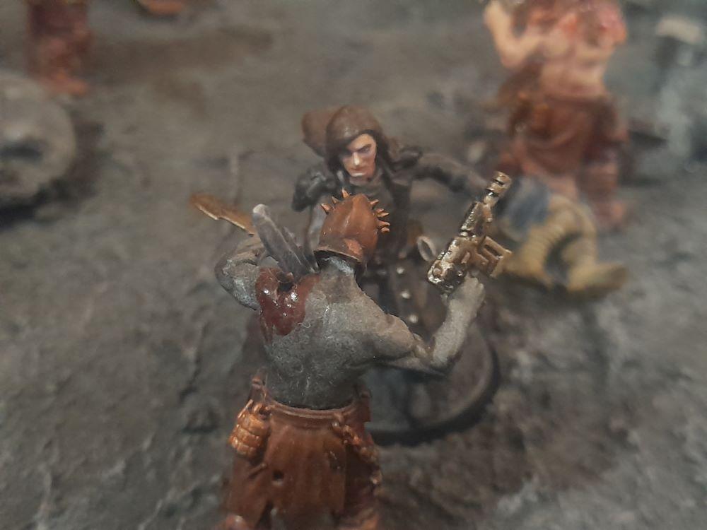 Adelana Helgen, Ambush, Attelus Kaltos, Badass, Bolter, Chaos, Cultists, Dark Heresy, Diorama, Inquisition, Power Sword, Secret War, Throne Agent, Throne Agents, Warhammer 40,000, Warhammer Fantasy