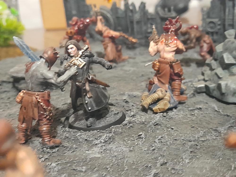 Ambush, Attelus Kaltos, Badass, Battle, Chaos, Chaos Cultists, Cultists, Diorama, Inquisition, Miniatures, Minis, Models, Original Characters, Power Sword, Secret War, The, Warhammer 40,000, Warhammer Fantasy