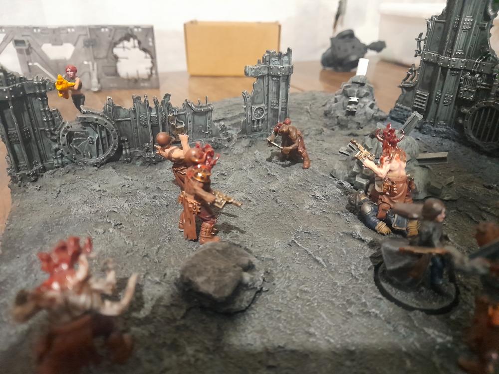 Ambush, Attelus Kaltos, Badass, Battle, Chaos, Chaos Cultists, Cultists, Diorama, Inquisition, Miniatures, Minis, Models, Original Characters, Power Sword, Secret War, The, Warhammer 40,000, Warhammer Fantasy
