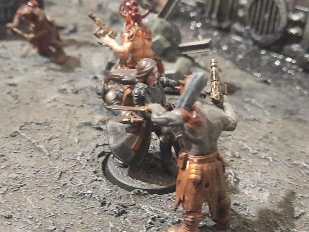 Ambush, Attelus Kaltos, Badass, Battle, Chaos, Chaos Cultists, Cultists, Diorama, Inquisition, Miniatures, Minis, Models, Original Characters, Power Sword, Secret War, The, Warhammer 40,000, Warhammer Fantasy